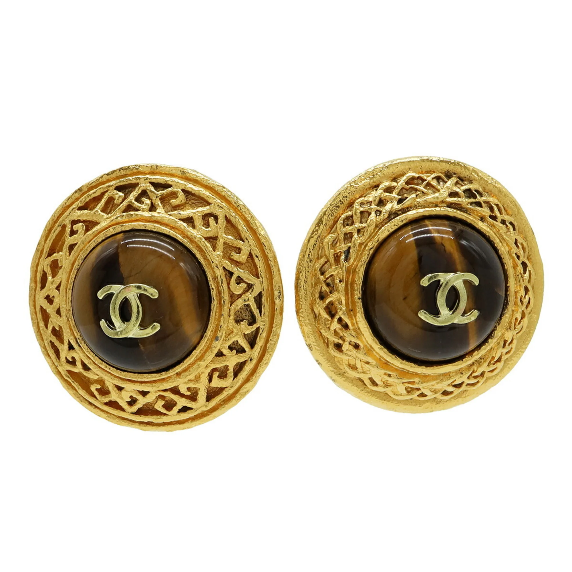 CC Logo Round Clip-On Earrings Metal Gold-Tone Metal - Image 2