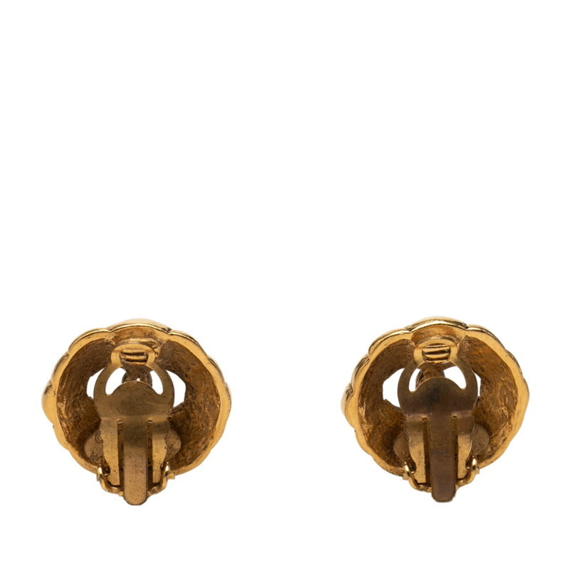 CC Logo Round Clip-On Earrings Metal Gold-Tone Metal - Image 2