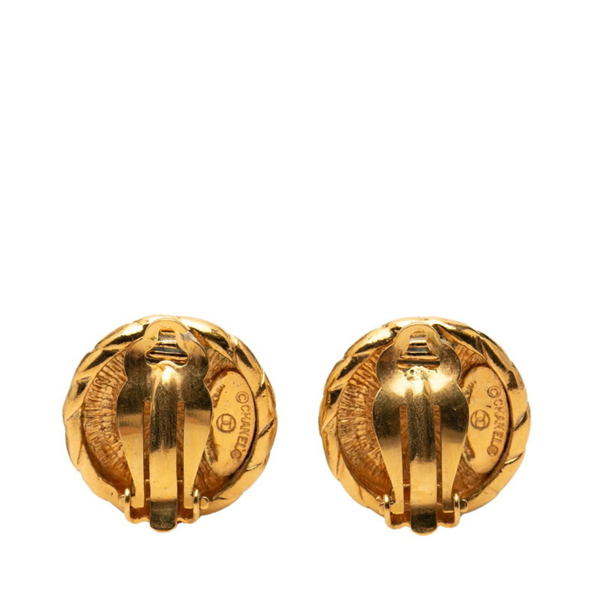 CC Logo Round Clip-On Earrings Metal Gold-Tone Metal - Image 2