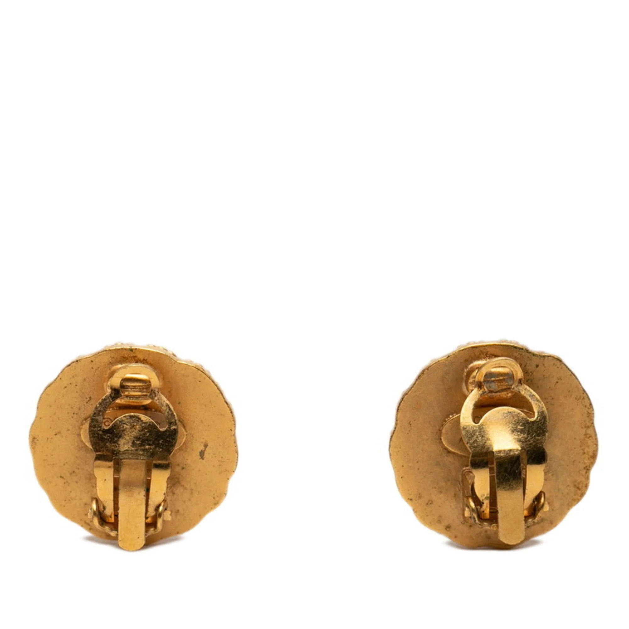 CC Logo Round Clip-On Earrings Metal Gold-Tone Metal - Image 2