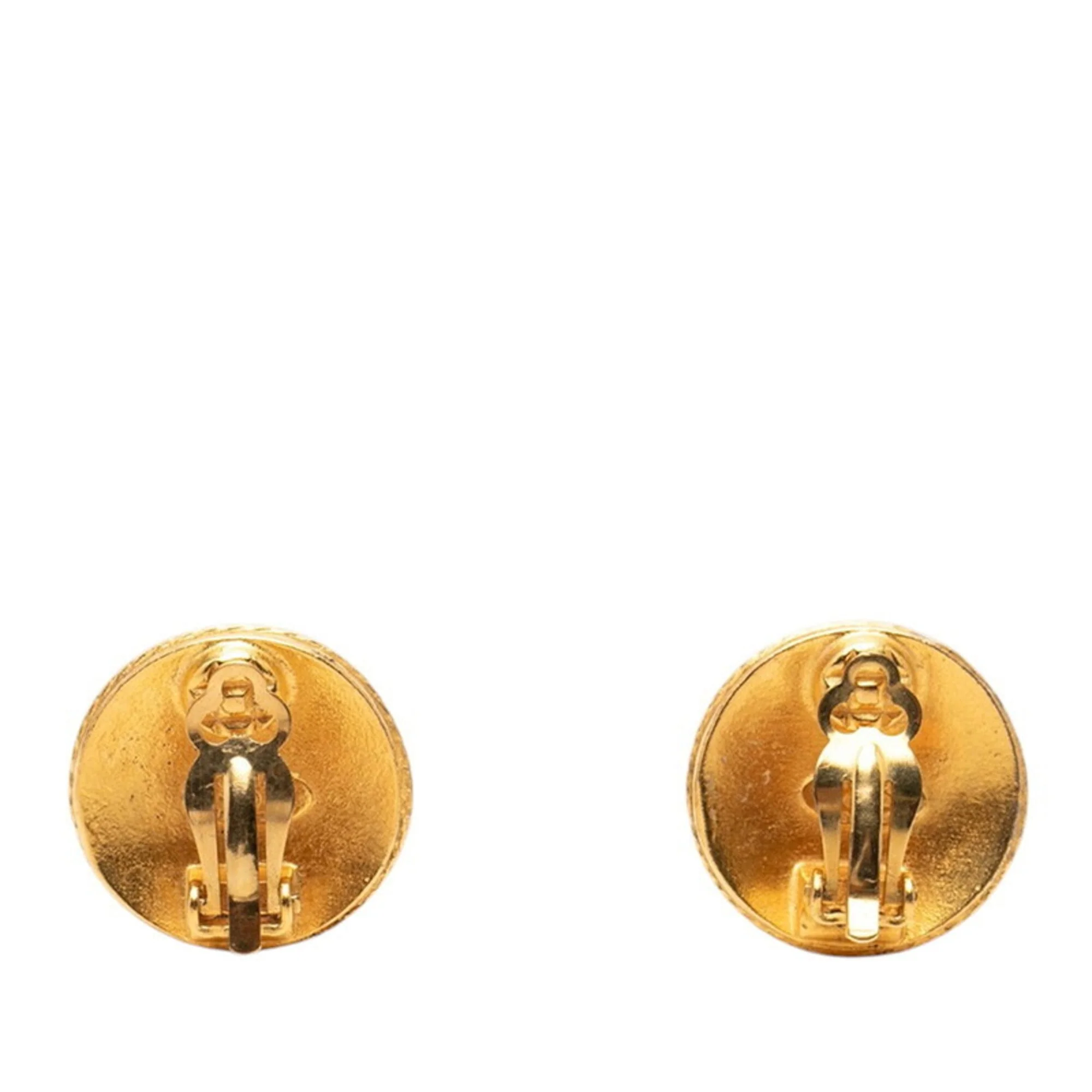 CC Logo Round Clip-On Earrings Metal Gold-Tone Metal - Image 2