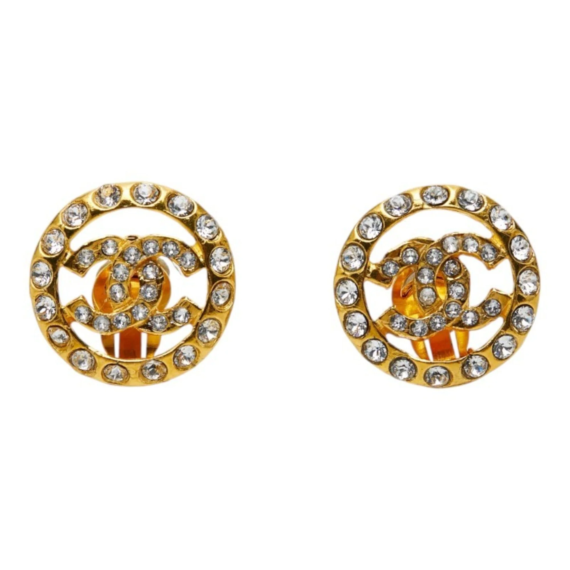 CC Logo Round Clip-On Earrings Metal Gold-Tone Metal - Image 2