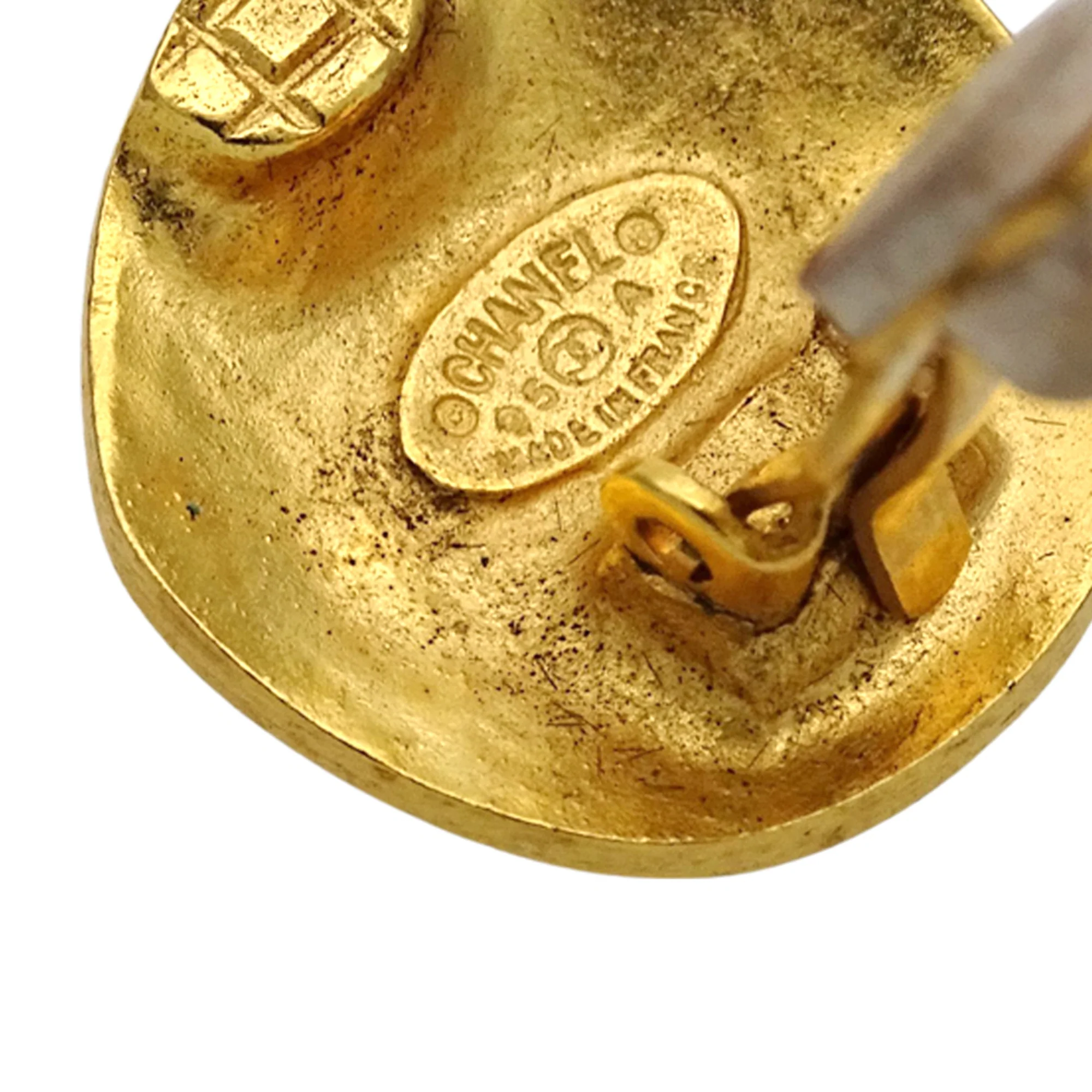 CC Logo Round Clip-On Earrings Metal Gold-Tone Metal - Image 8