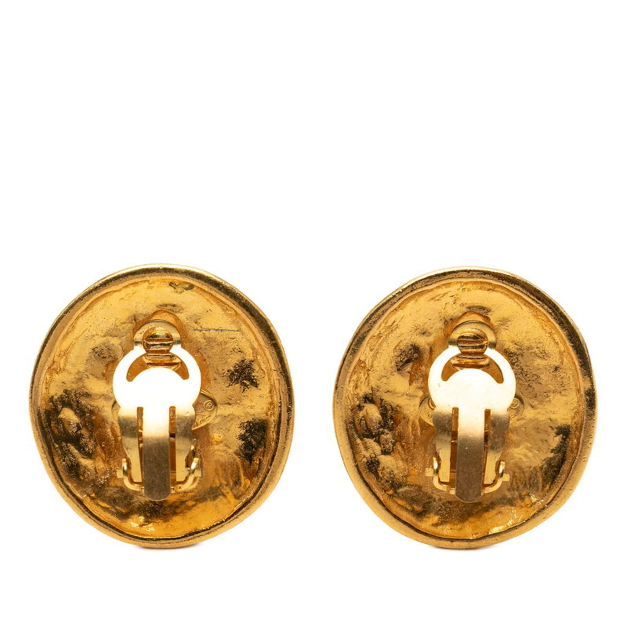 CC Logo Round Clip-On Earrings Metal Gold-Tone Metal - Image 2