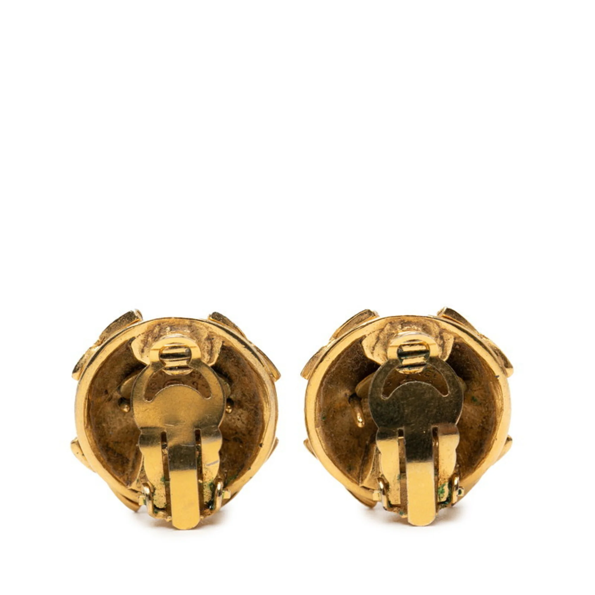 CC Logo Round Clip-On Earrings Metal Gold-Tone Metal - Image 2