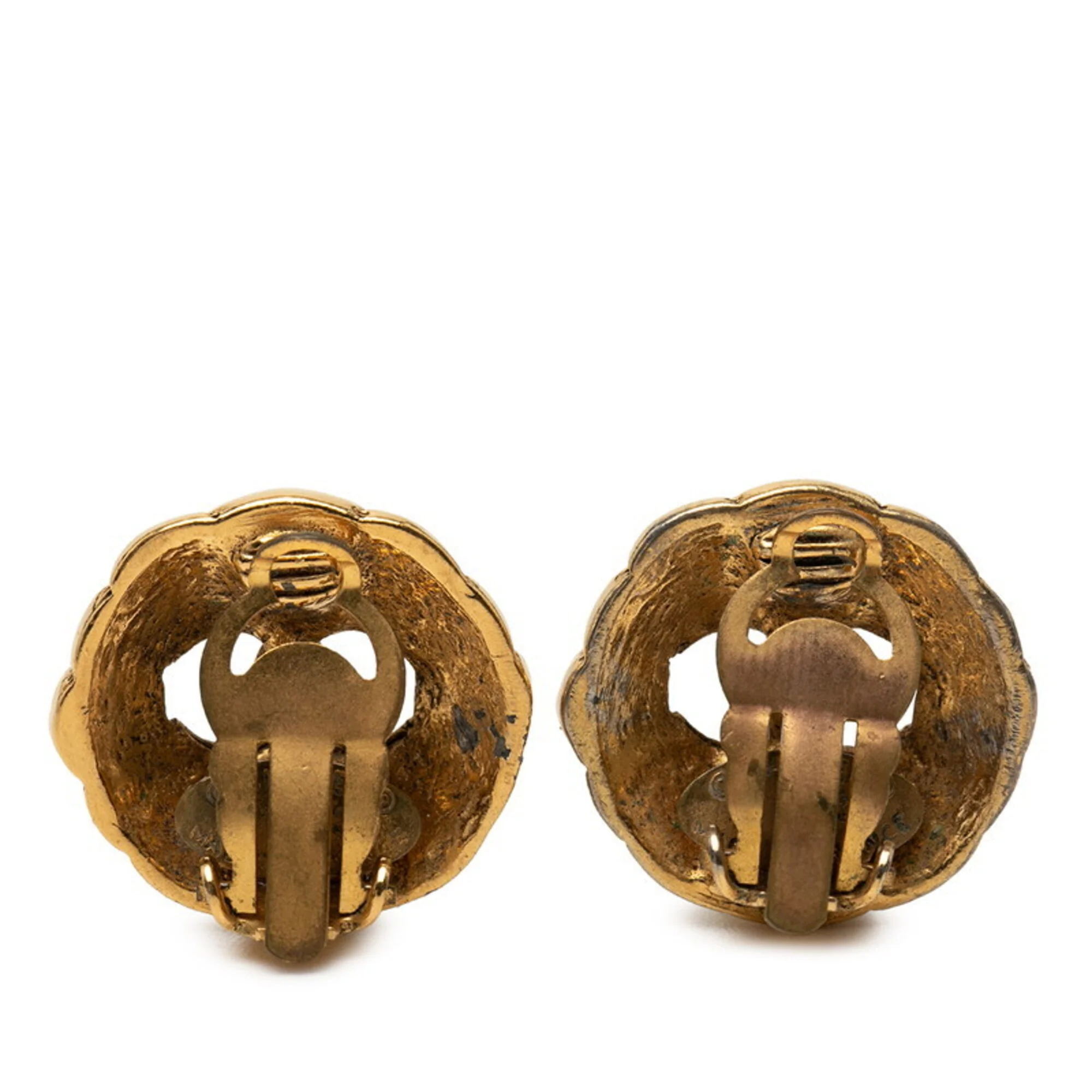 CC Logo Round Clip-On Earrings Metal Gold-Tone Metal - Image 2