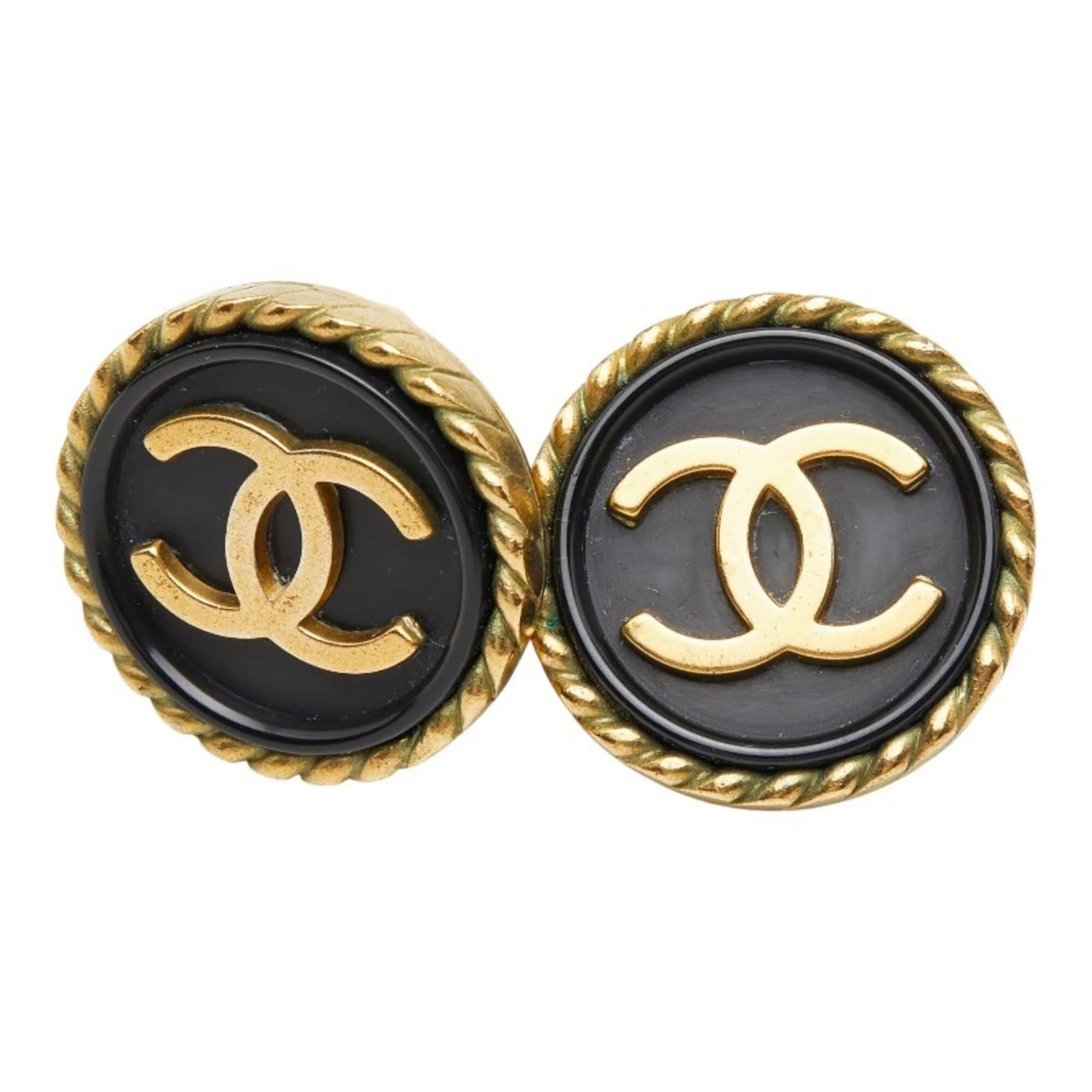 CC Logo Round Clip-On Earrings Metal Gold-Tone Metal