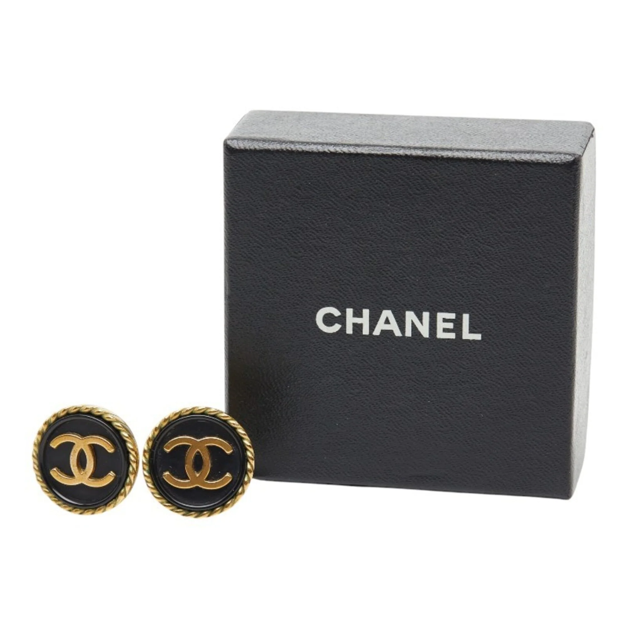 CC Logo Round Clip-On Earrings Metal Gold-Tone Metal - Image 5