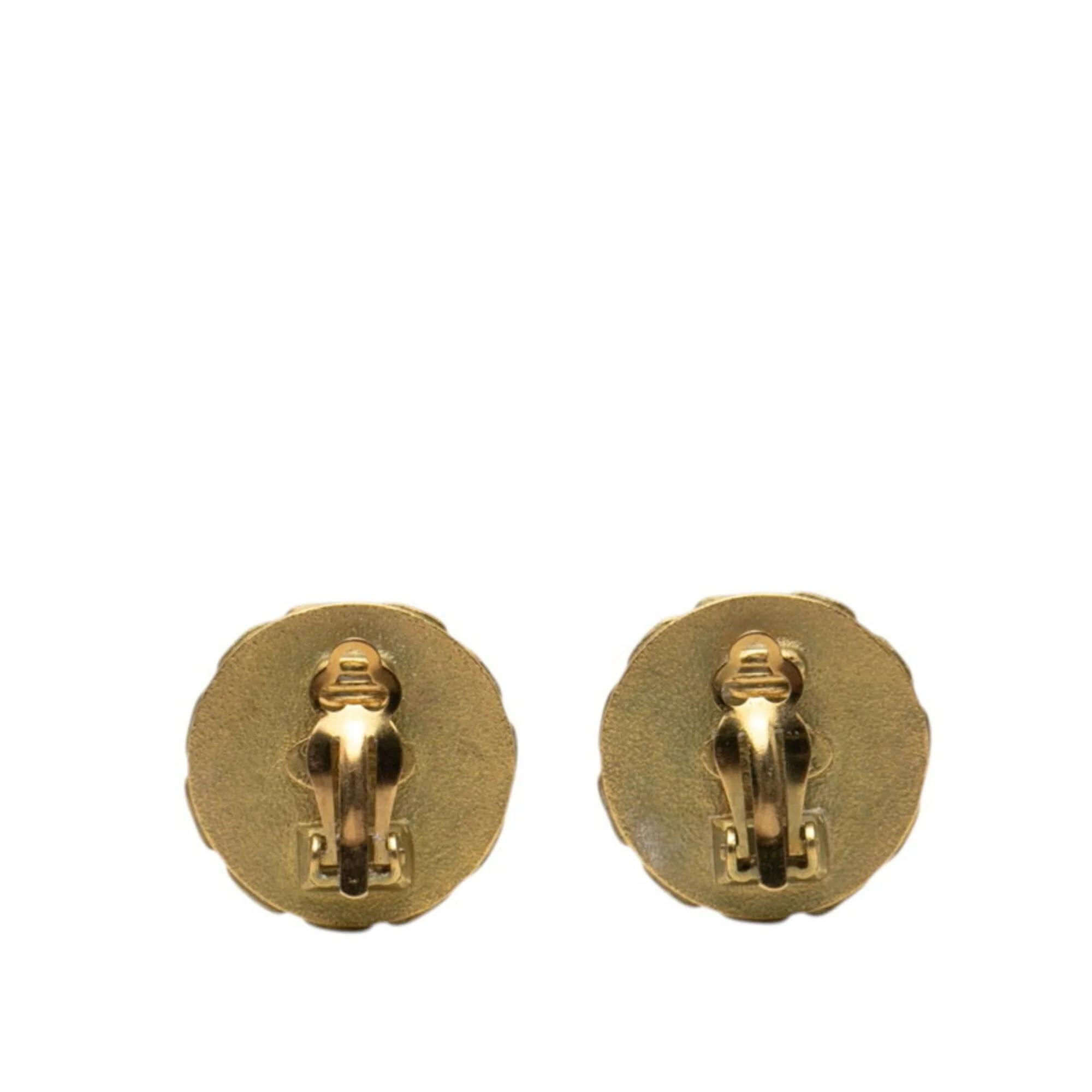 CC Logo Round Clip-On Earrings Metal Gold-Tone Metal - Image 2