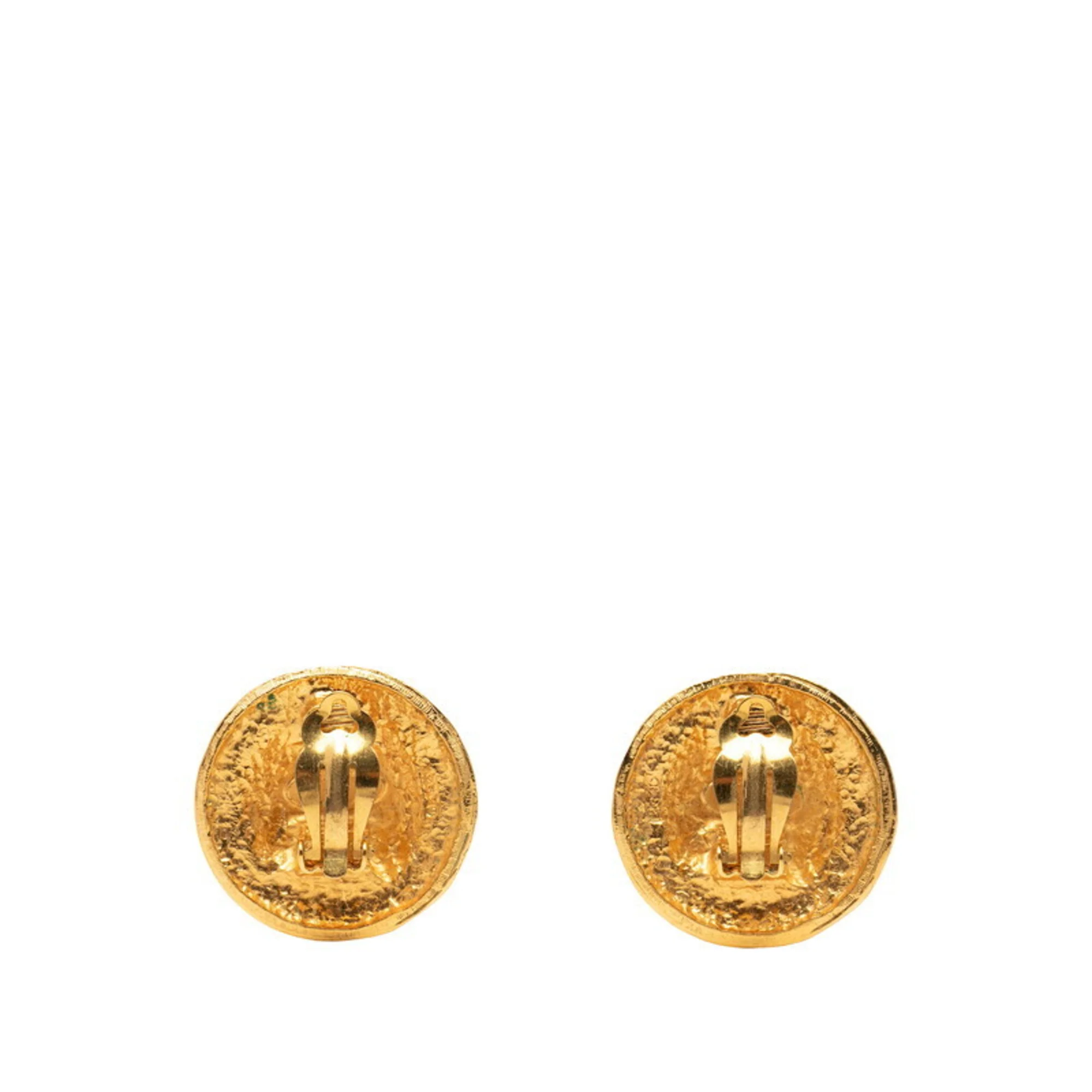 CC Logo Round Clip-On Earrings Metal Gold-Tone Metal - Image 2