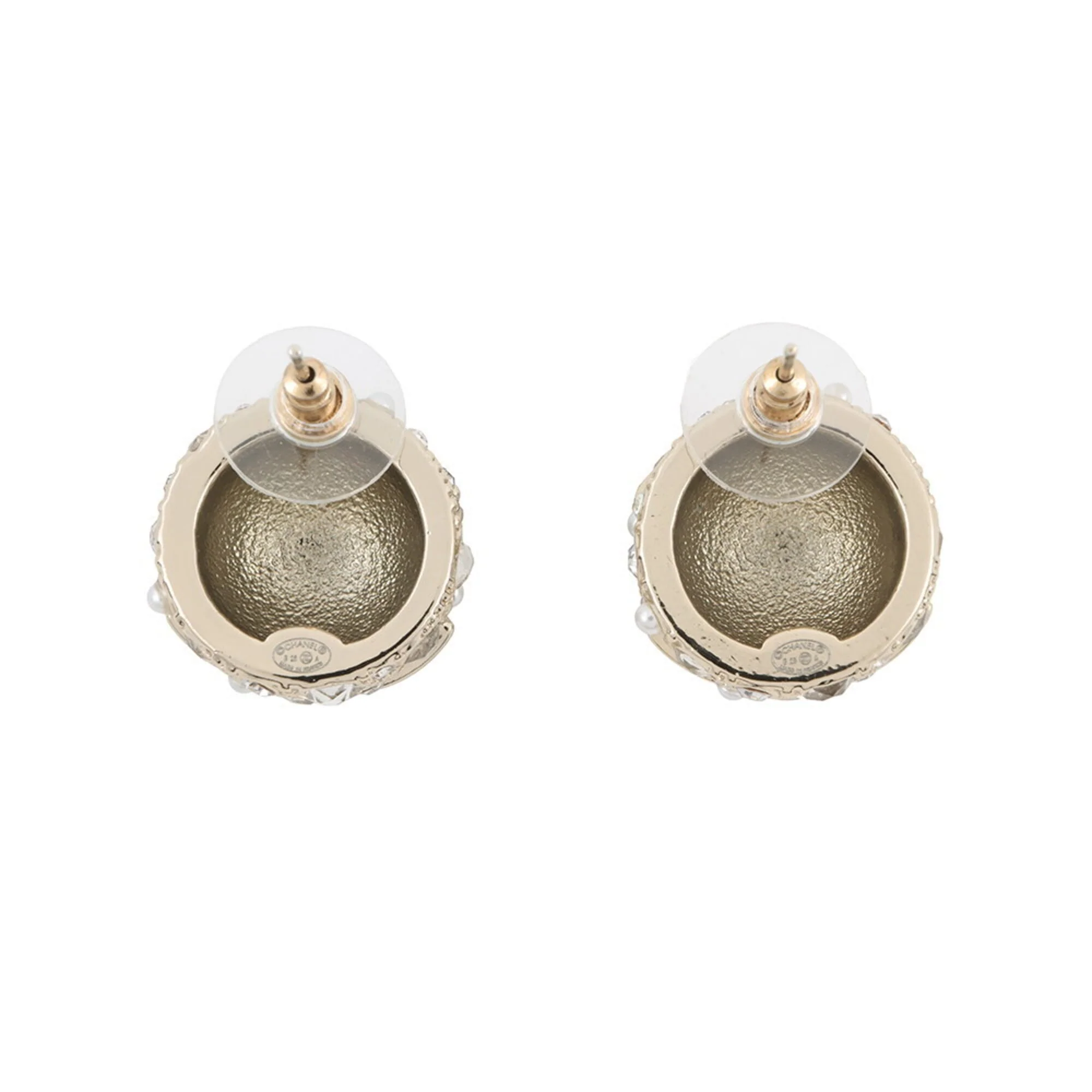 CC Logo Round Earrings Metal Gold-Tone Metal - Image 3