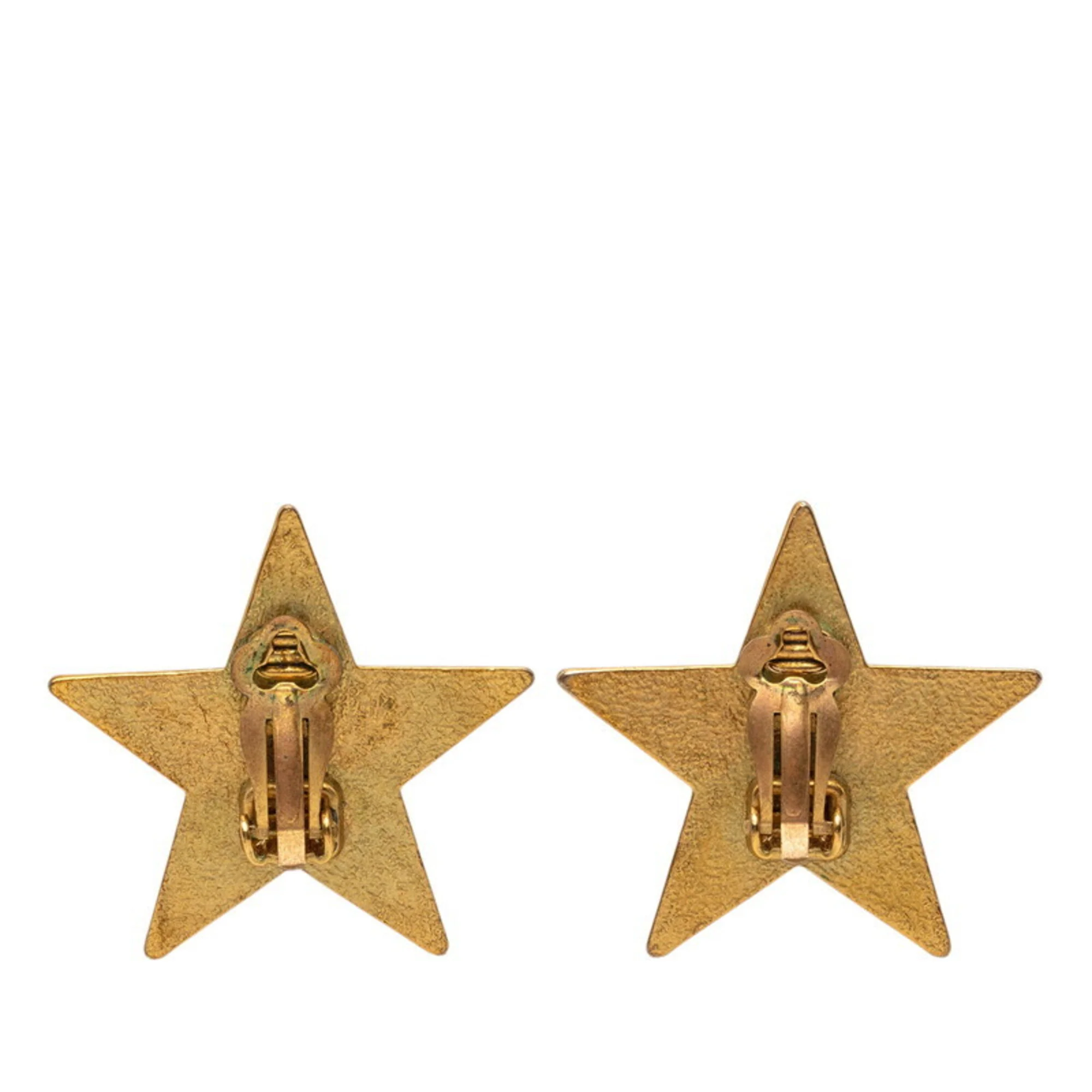 CC Logo Star Clip-On Earrings Gold-Tone Metal Gold-Tone Metal - Image 2