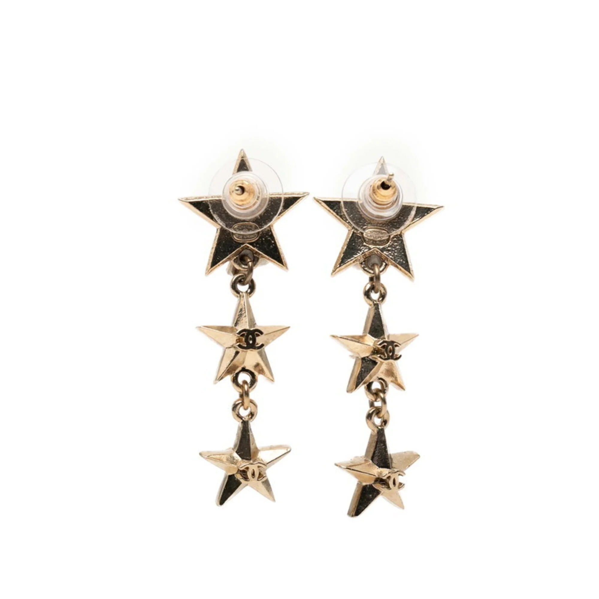 CC Logo Star Earrings Metal Gold-Tone Metal - Image 2