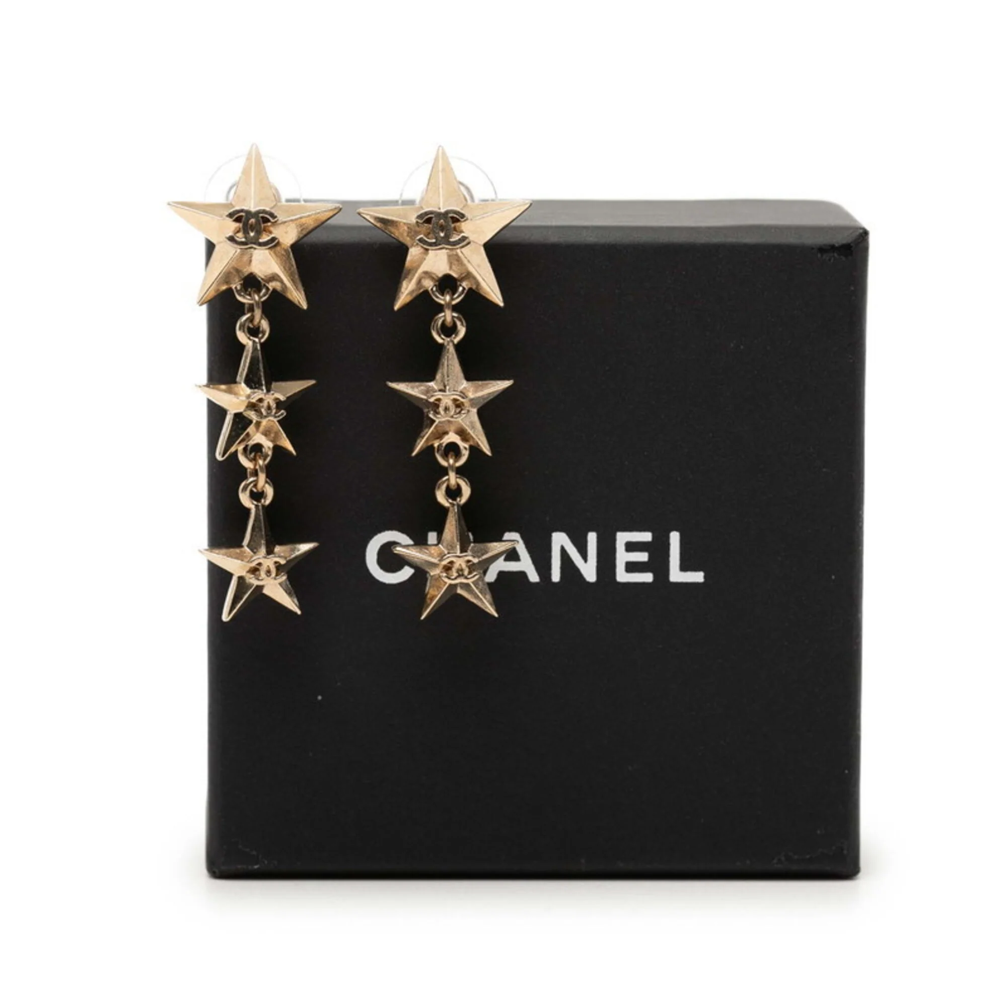 CC Logo Star Earrings Metal Gold-Tone Metal - Image 4