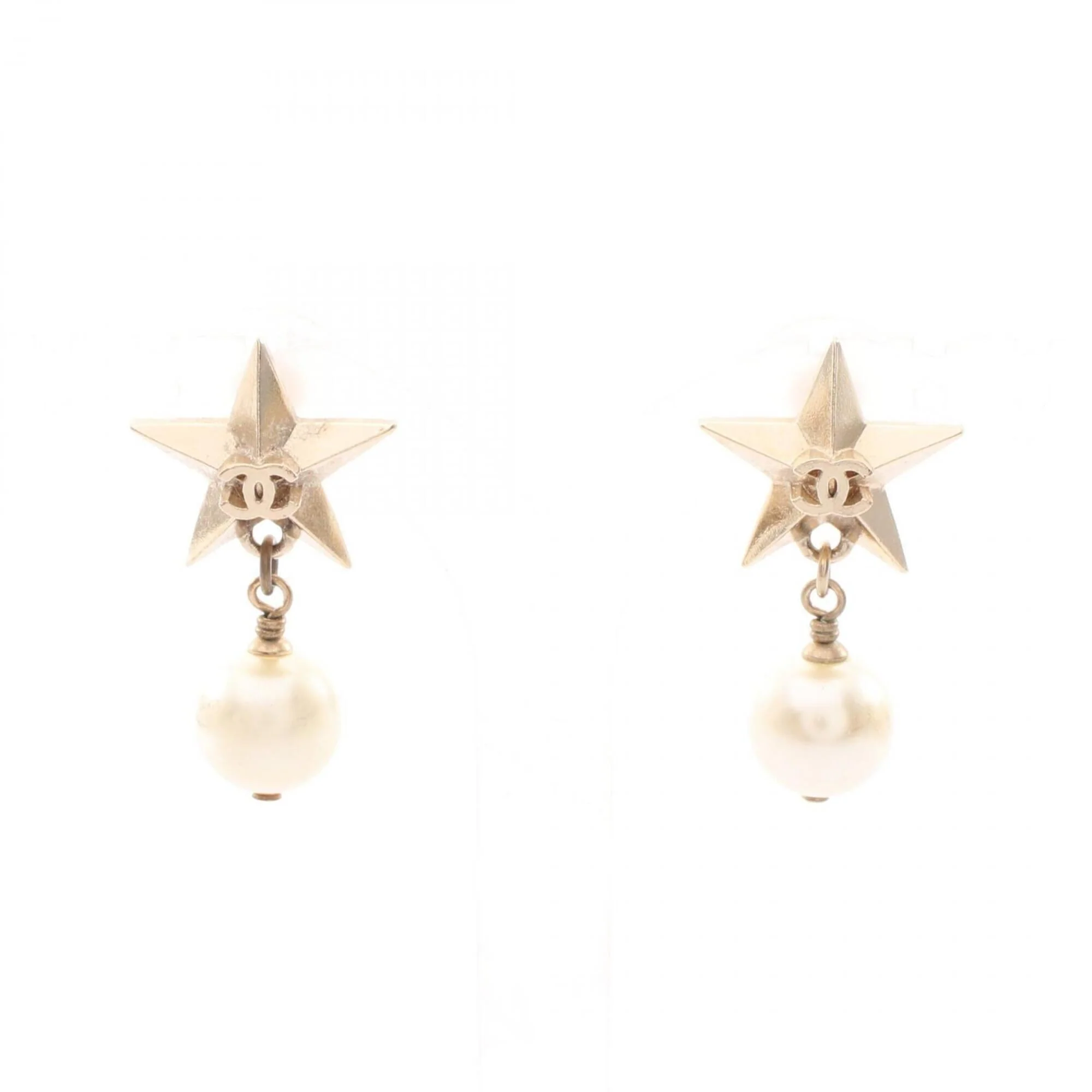 CC Logo Star Earrings Metal Gold-Tone Metal