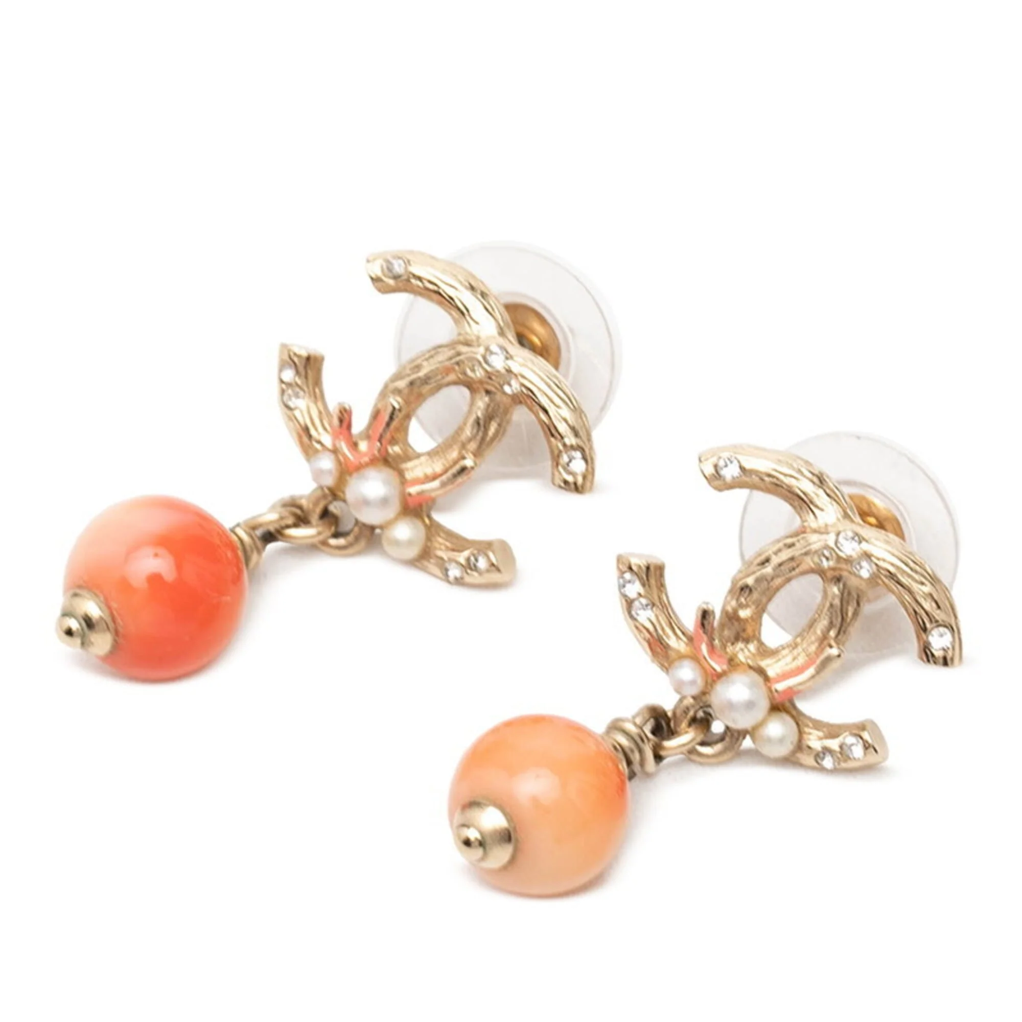 CC Logo Stud Earrings Gold-Tone Metal