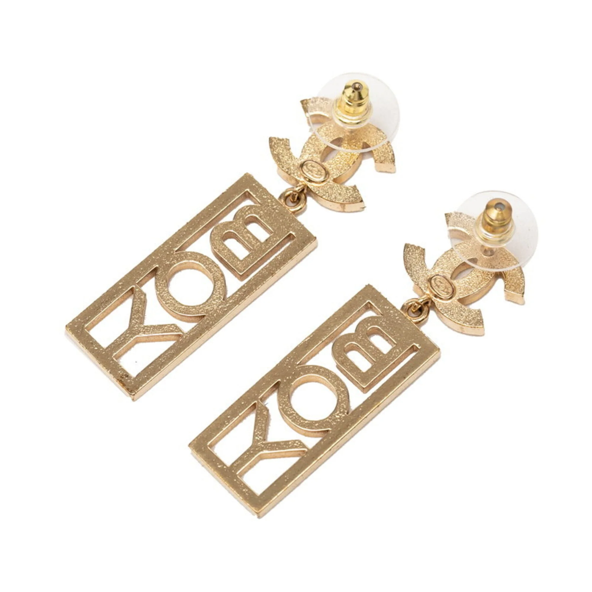 CC Logo Stud Earrings Metal Gold-Tone Metal - Image 2