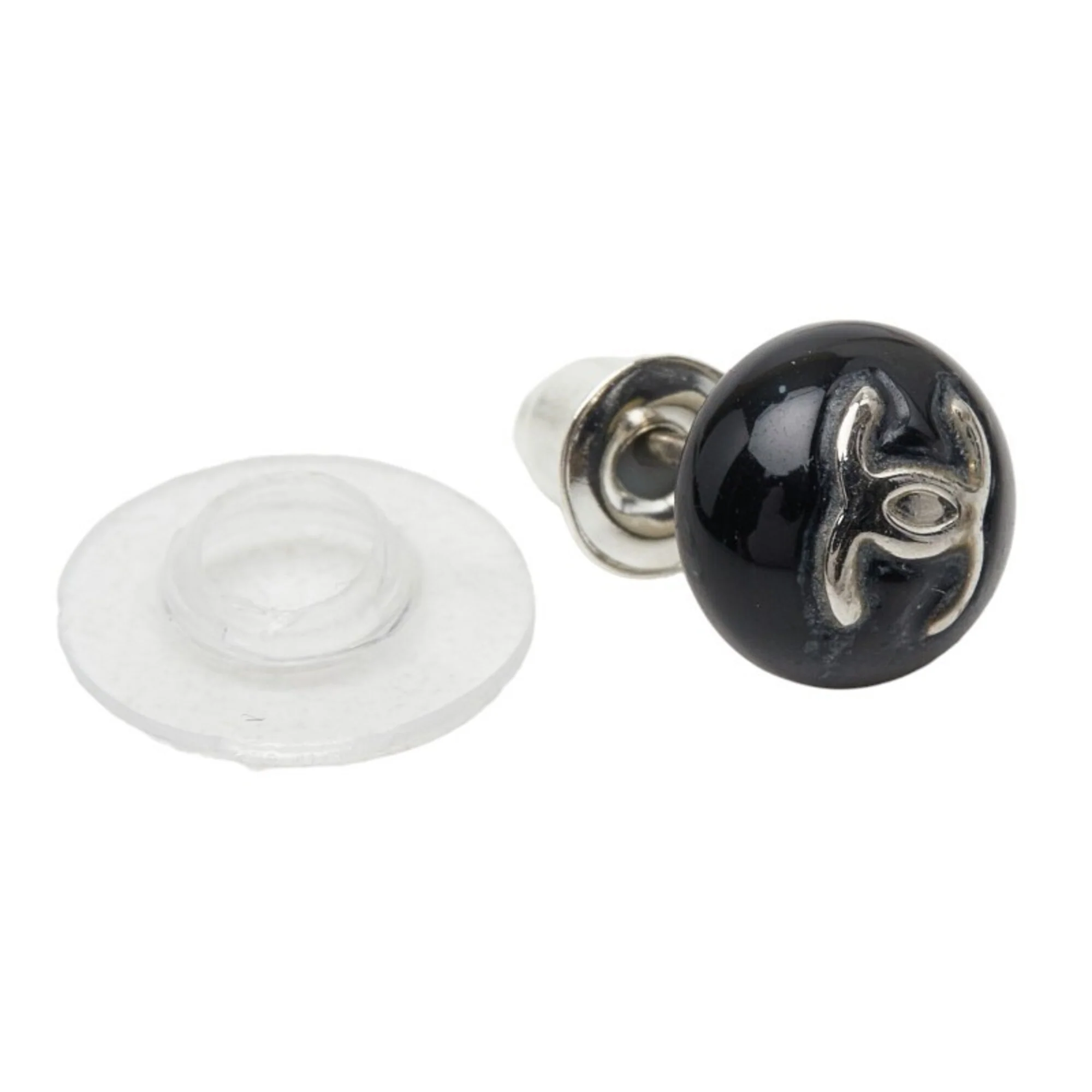 CC Logo Stud Earrings Silver-Tone Metal - Image 5