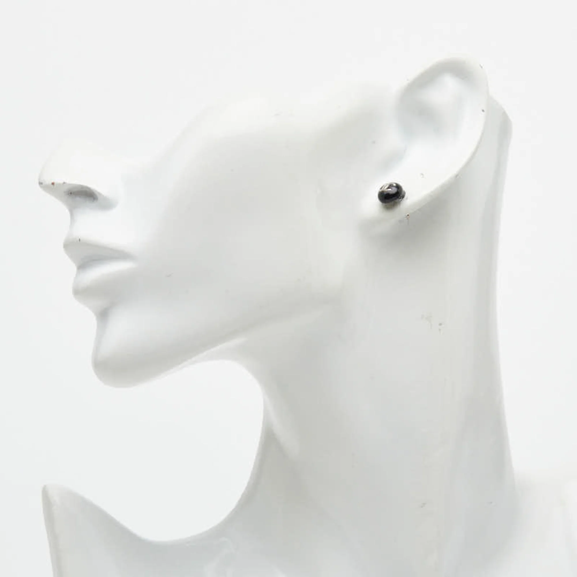 CC Logo Stud Earrings Silver-Tone Metal - Image 7