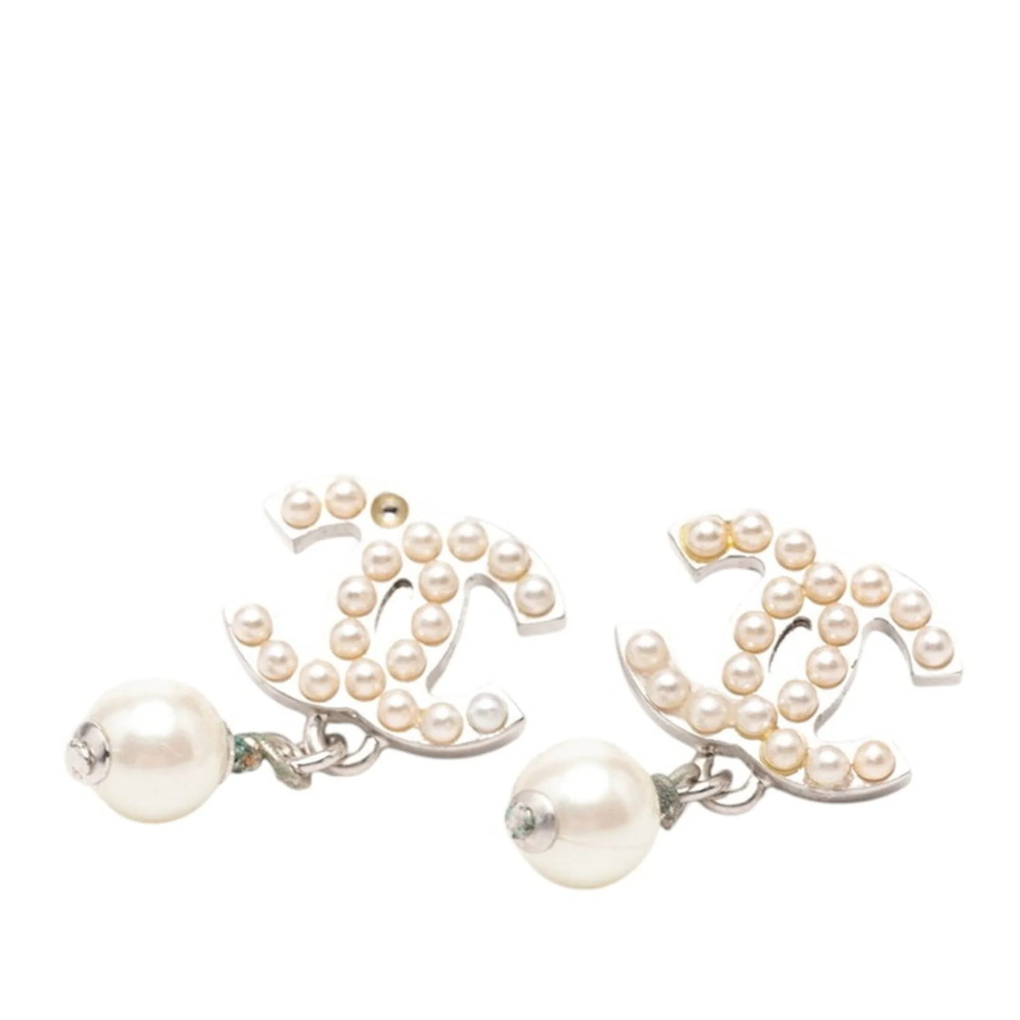 CC Logo Stud Earrings Silver-Tone Metal Silver-Tone Metal