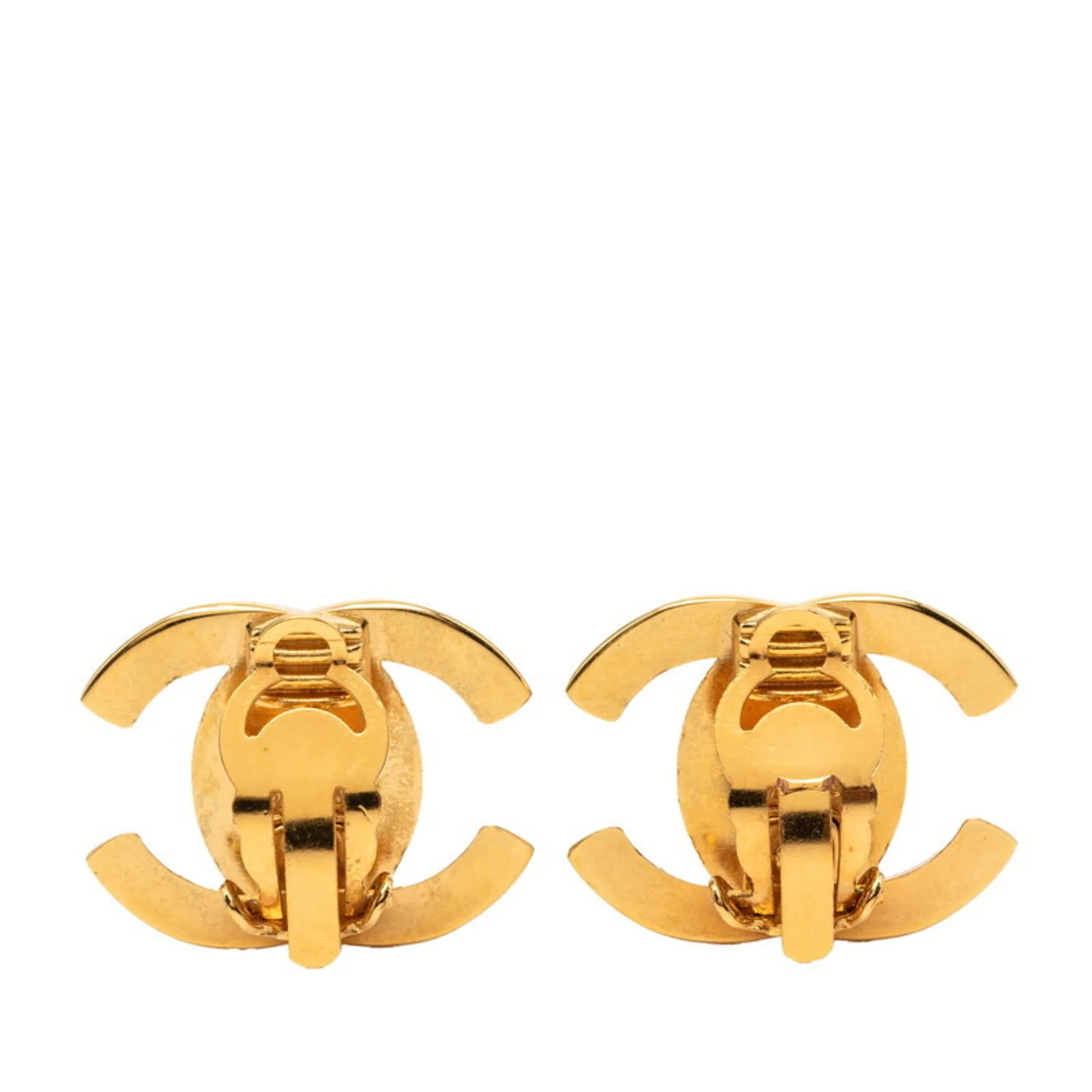 CC Logo Turnlock Clip-On Earrings Metal Gold-Tone Metal - Image 2
