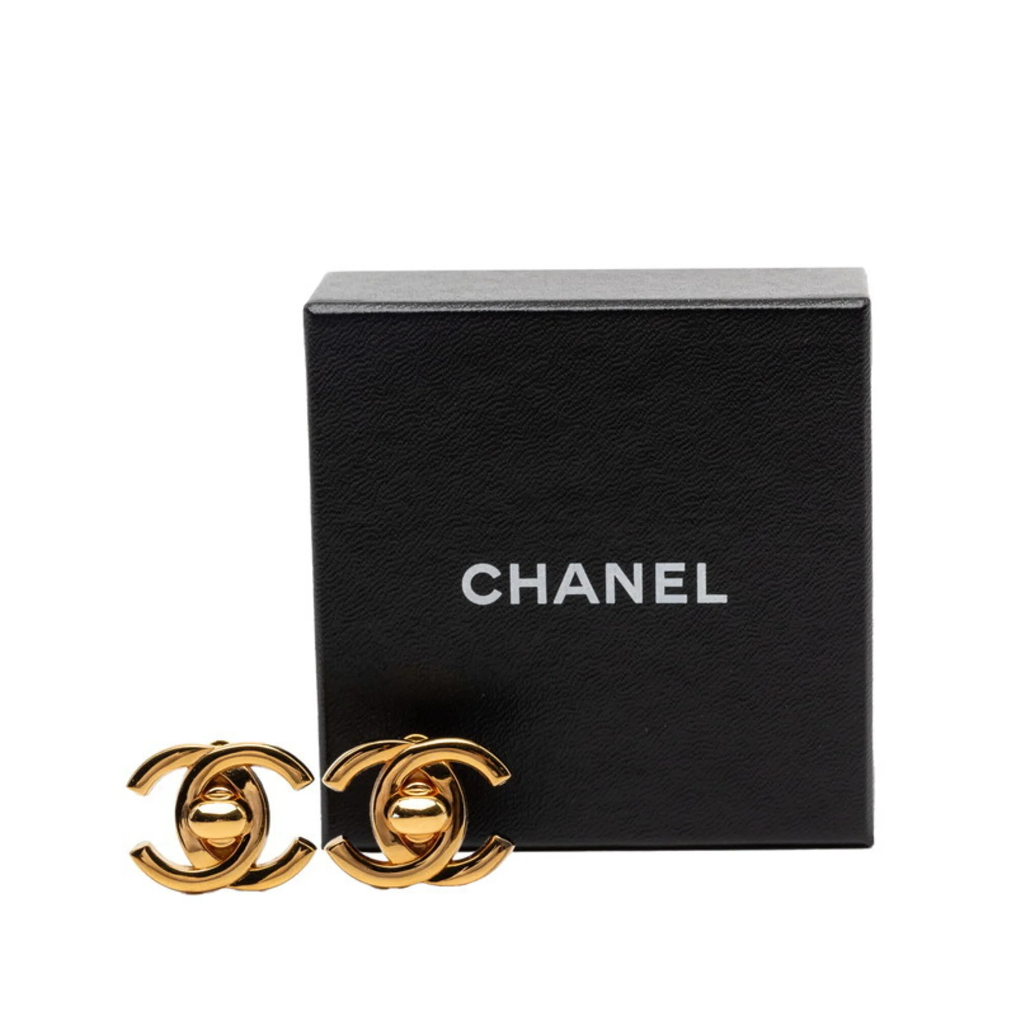 CC Logo Turnlock Clip-On Earrings Metal Gold-Tone Metal - Image 4