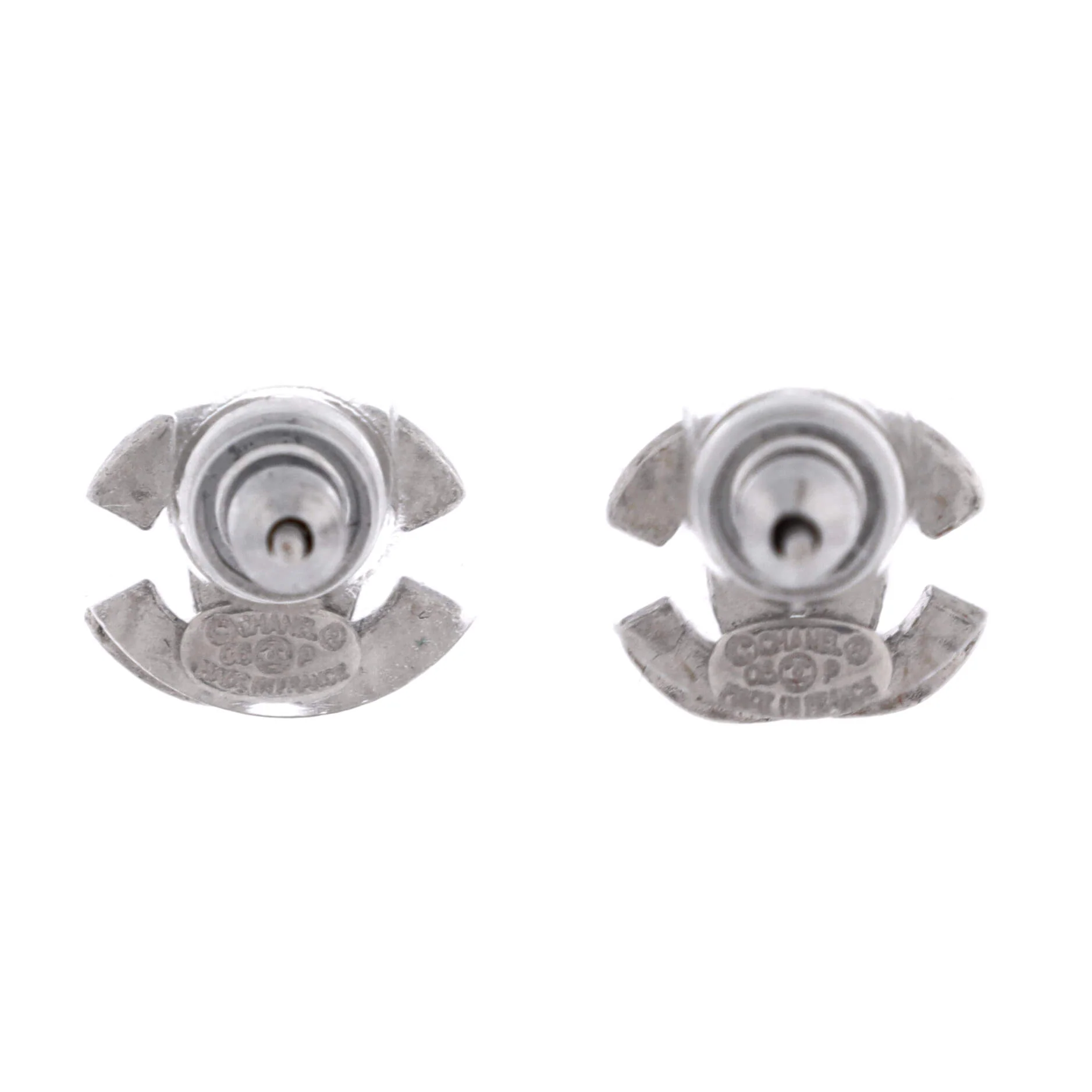 CC Stud Earrings Metal with Crystals - Image 2