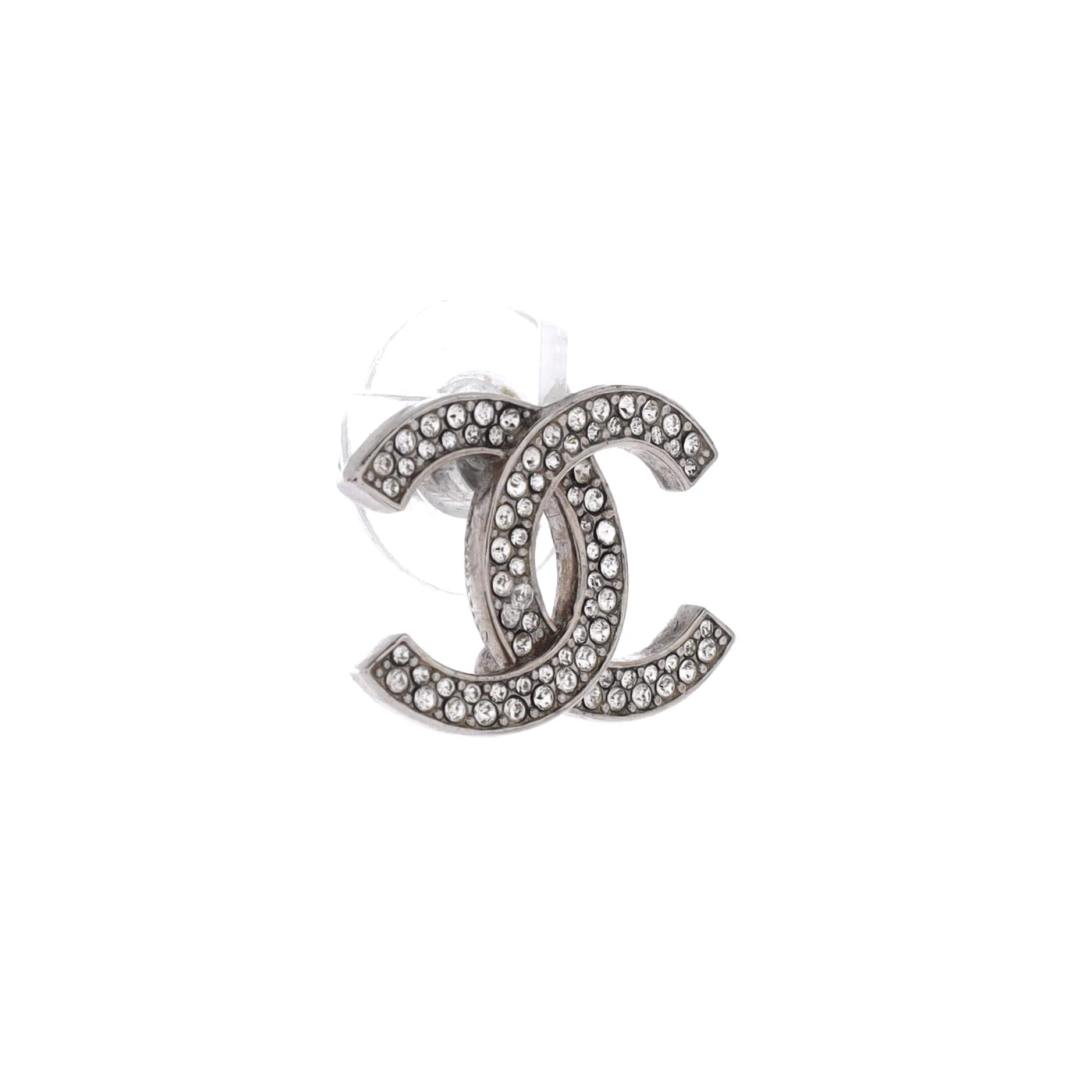 CC Stud Earrings Metal with Crystals - Image 2