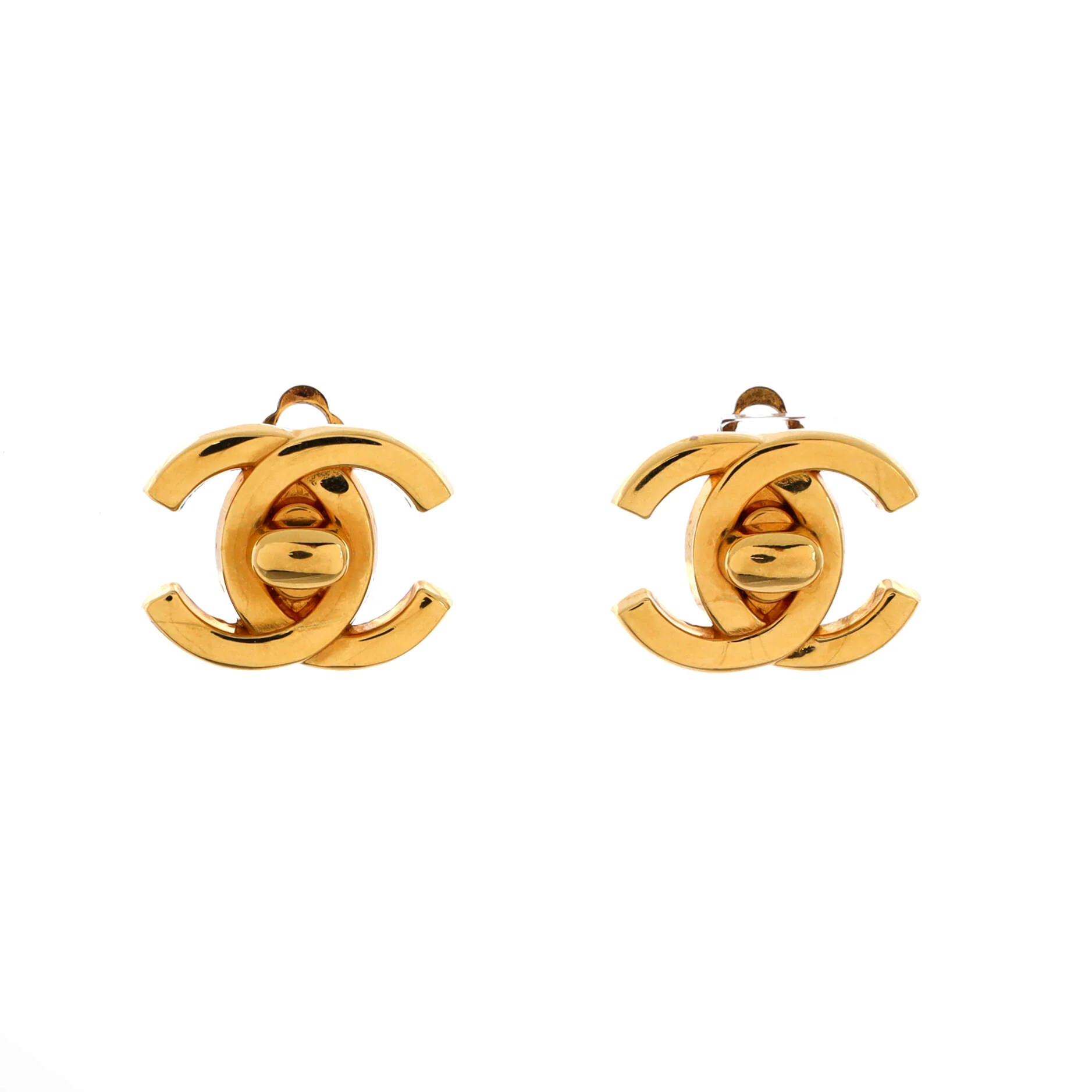 CC Turnlock Clip-On Earrings Metal