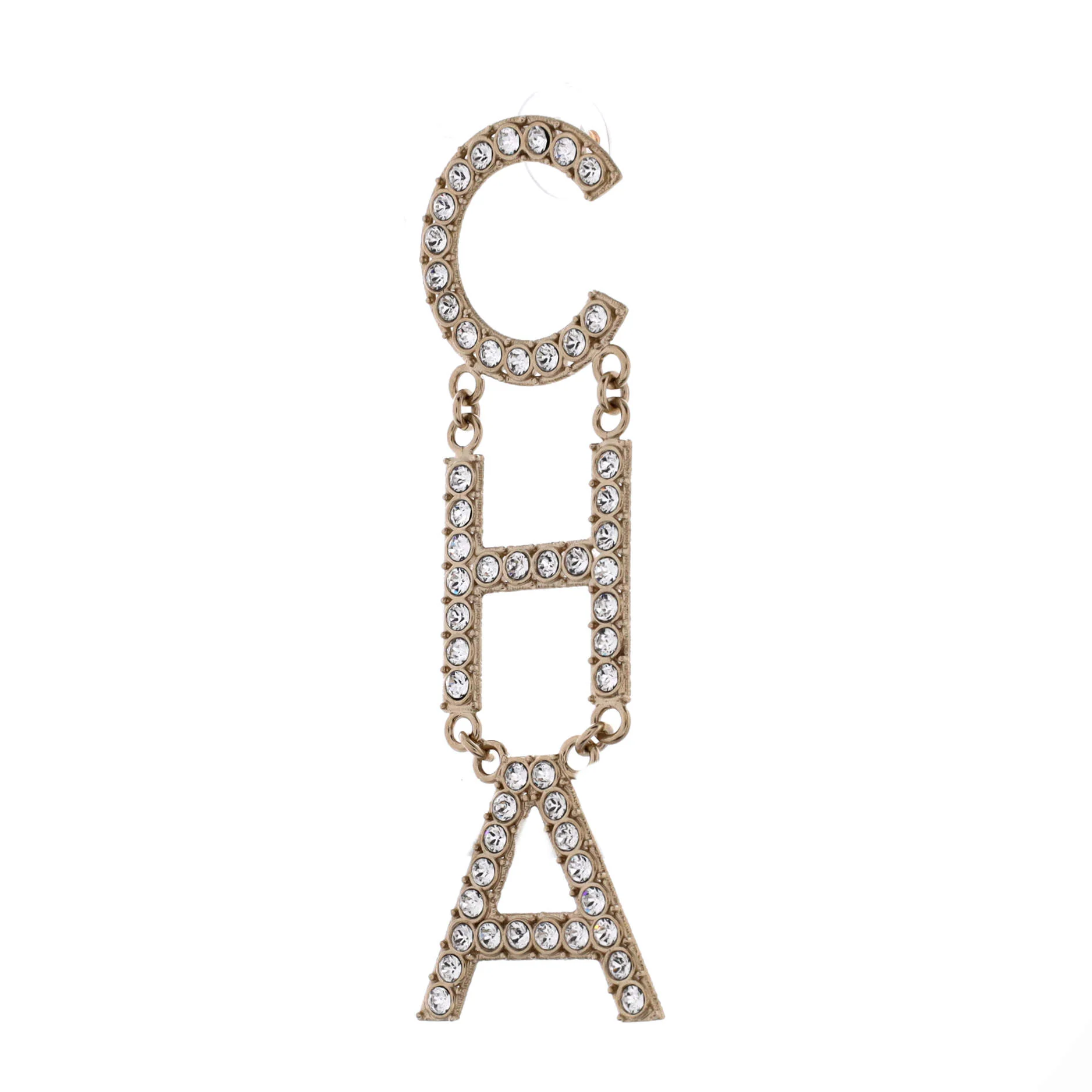 CHA-NEL Drop Earrings Metal with Crystals - Image 2