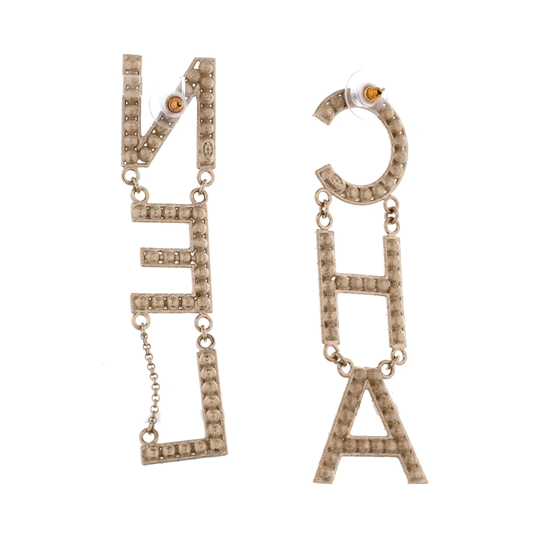 CHA-NEL Drop Earrings Metal with Crystals - Image 3