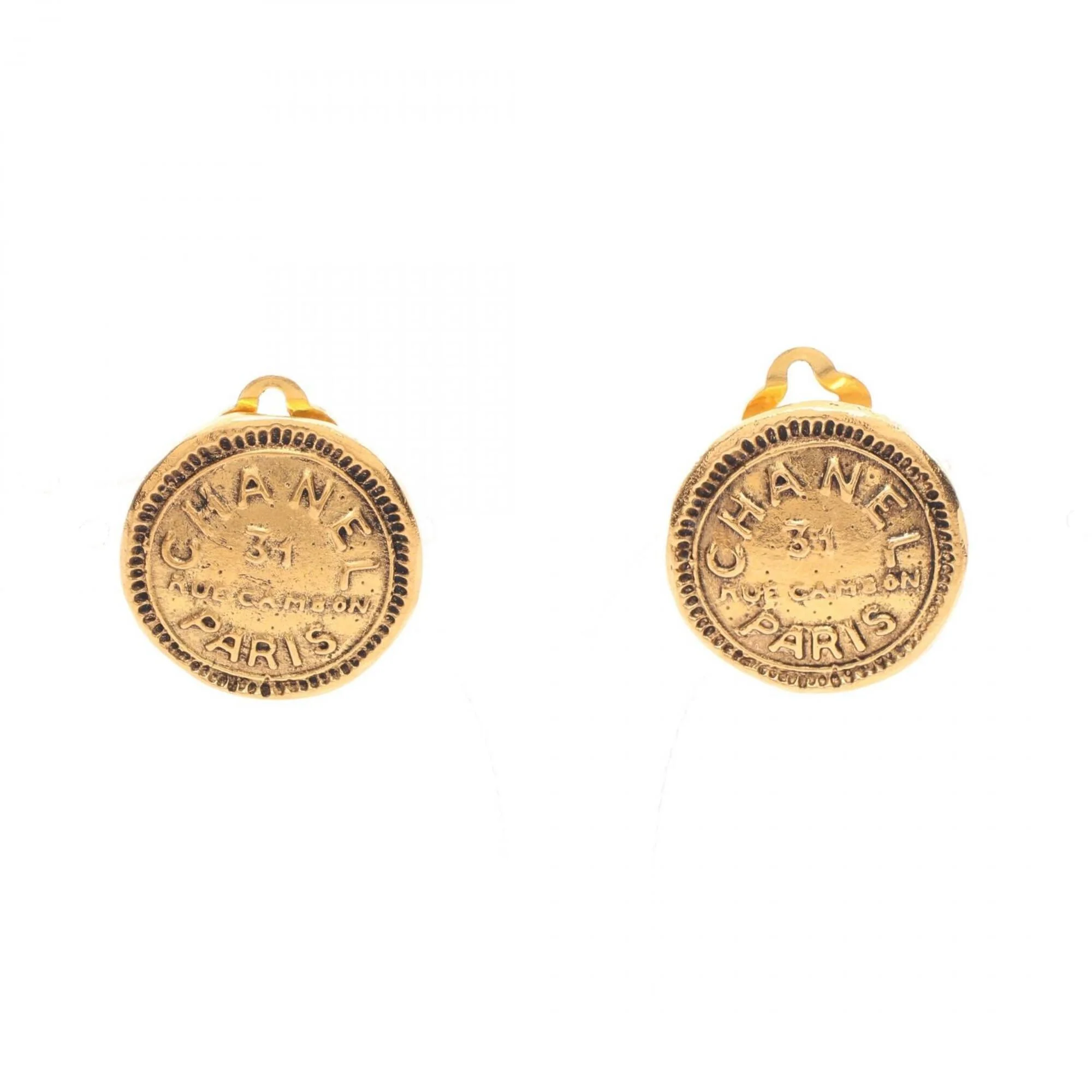 Clip-On Earrings Logo Clip-On Gold-Tone Metal