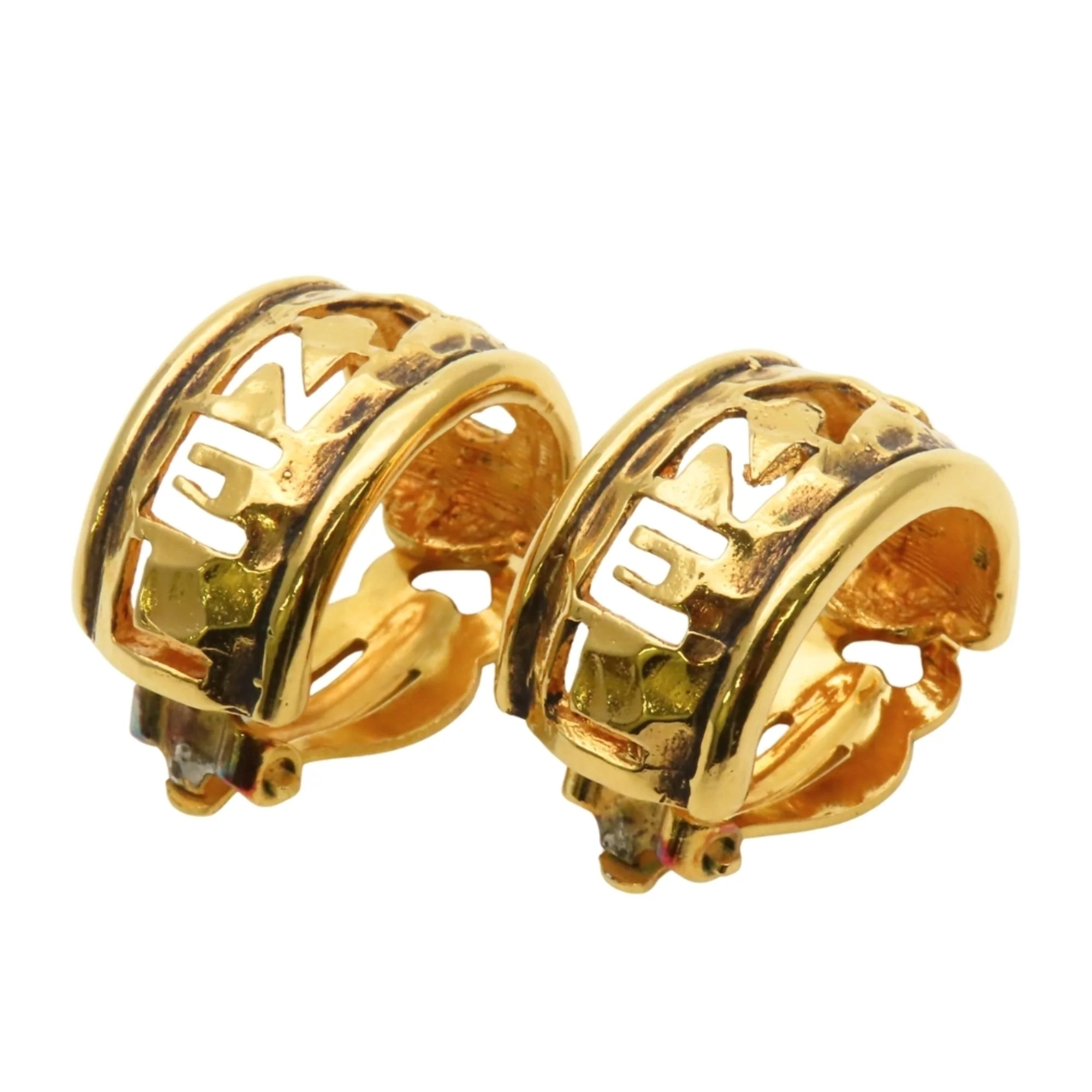 Clip-On Earrings Logo Hoop Gold-Tone Metal