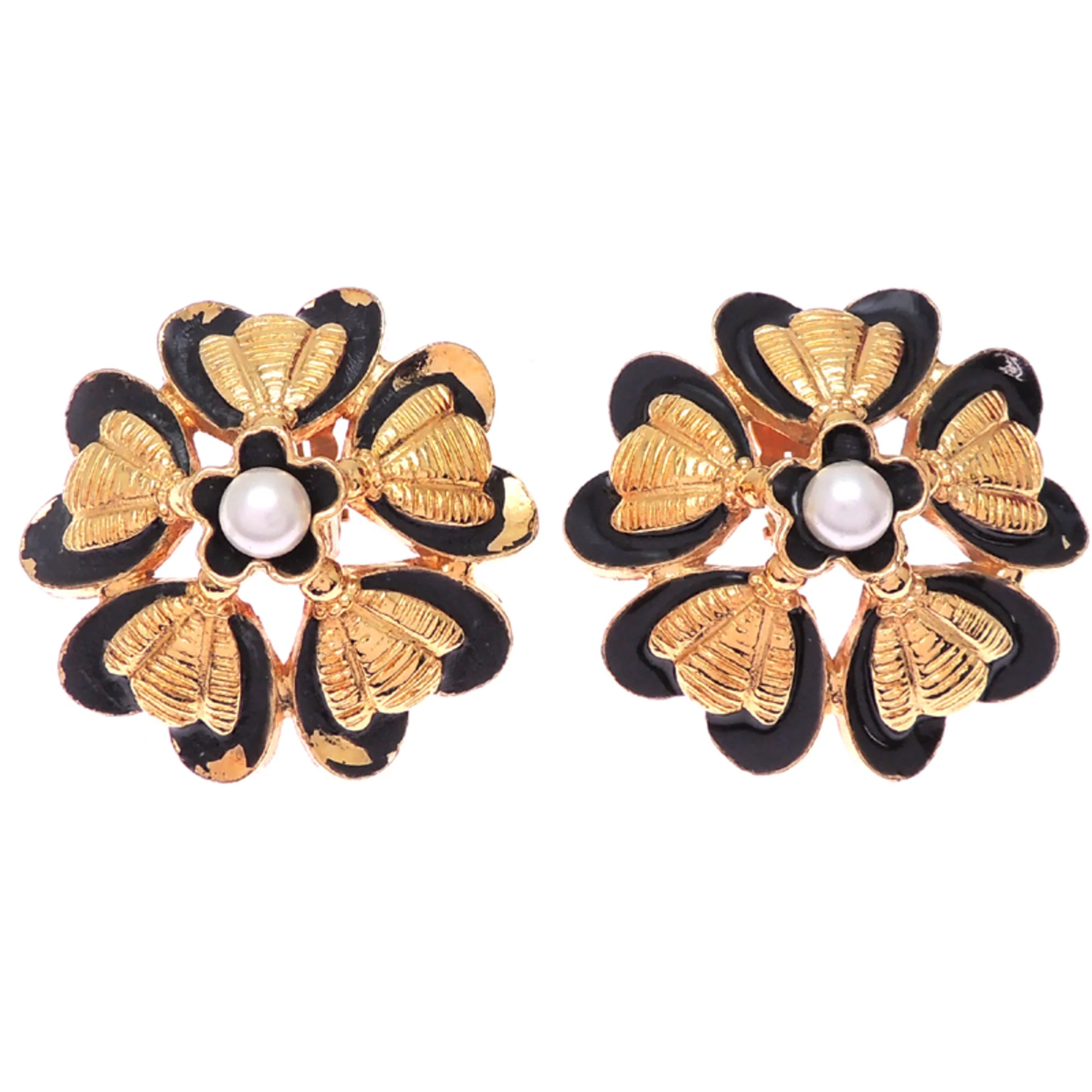 Clip-On Earrings Pearl Clip-On Gold and 18K Yellow Gold