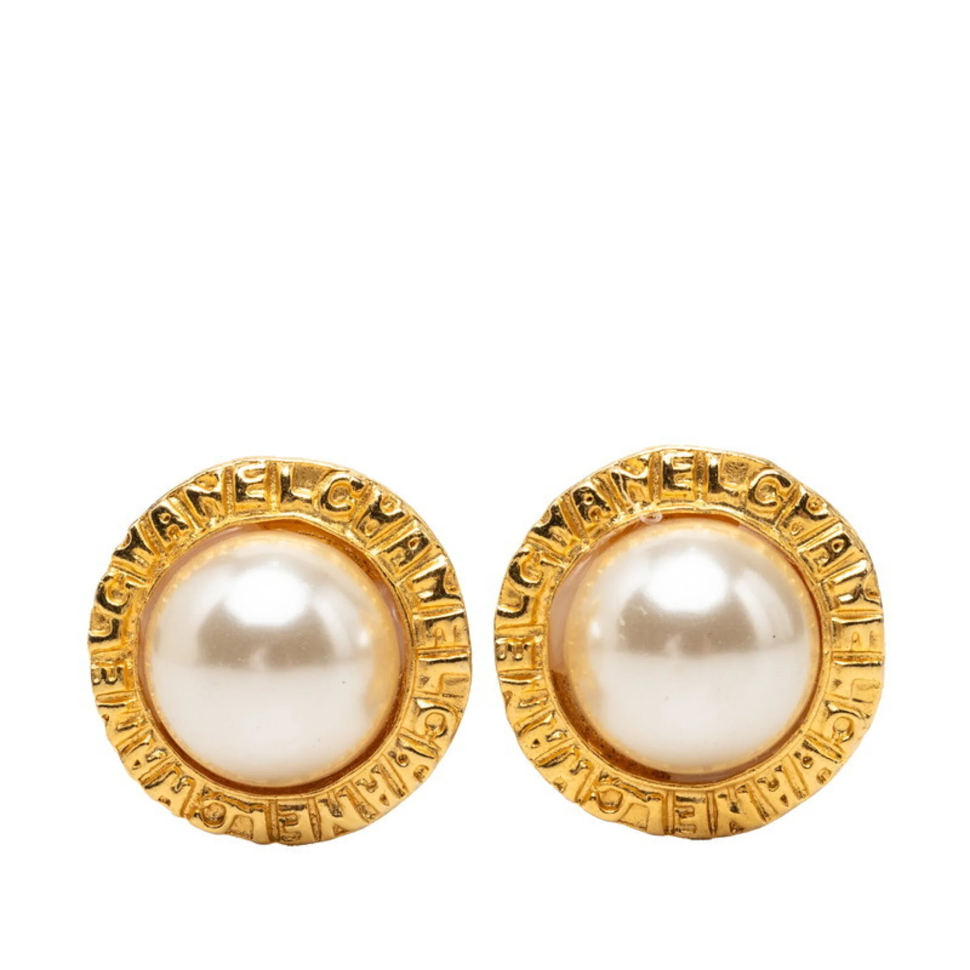 Clip-On Earrings Pearl Clip-On Gold-Tone Metal