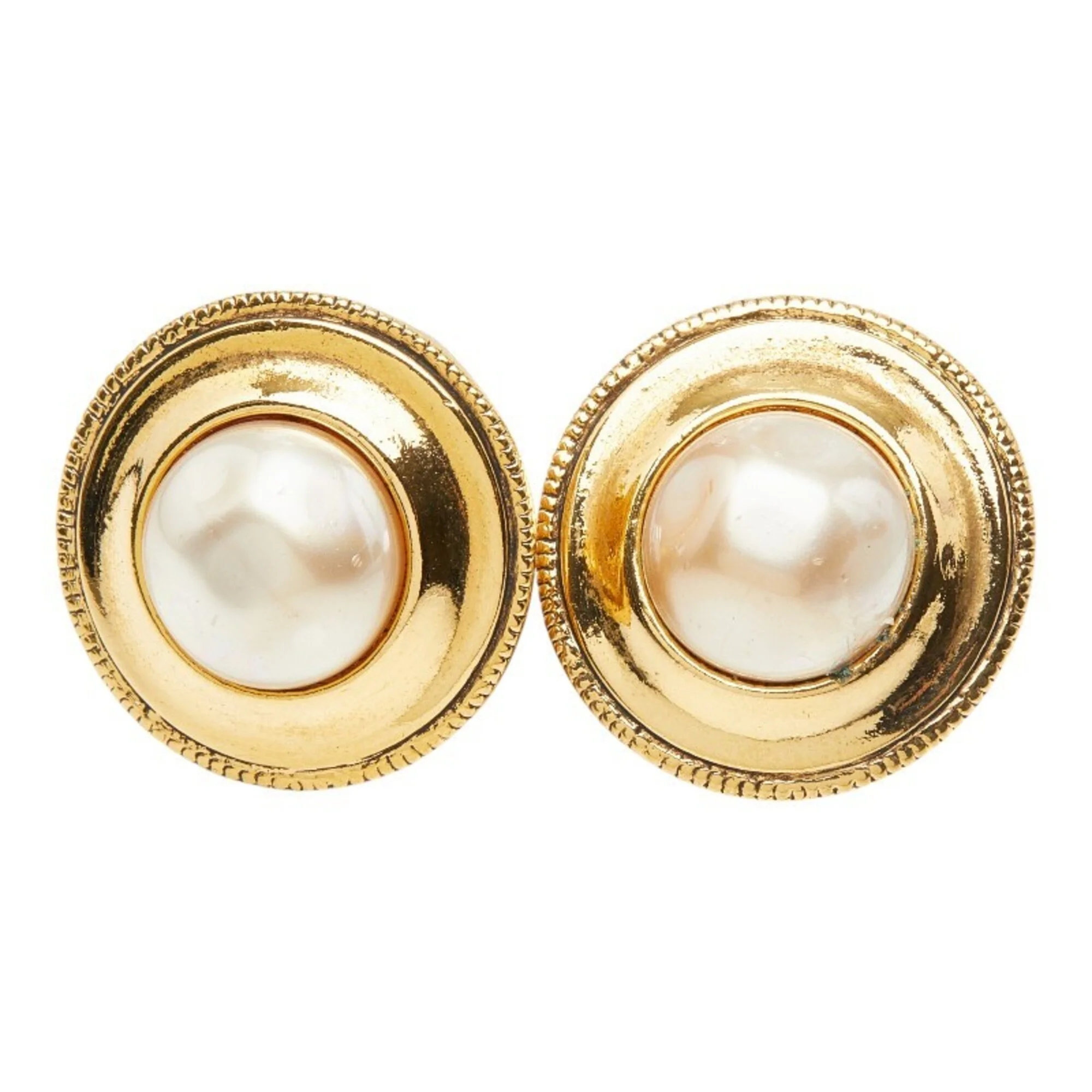 Clip-On Earrings Pearl Clip-On Gold-Tone Metal