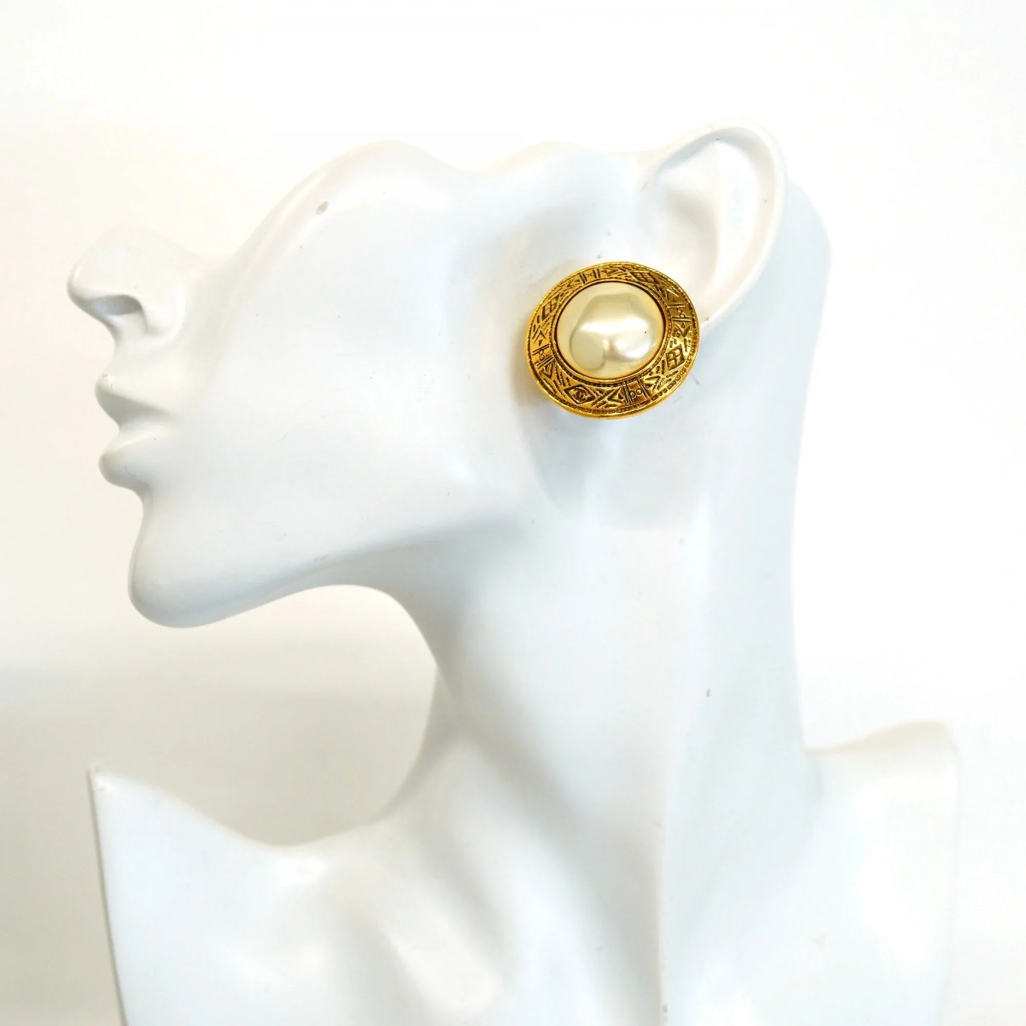 Earrings Pearl Gold-Tone Metal - Image 5