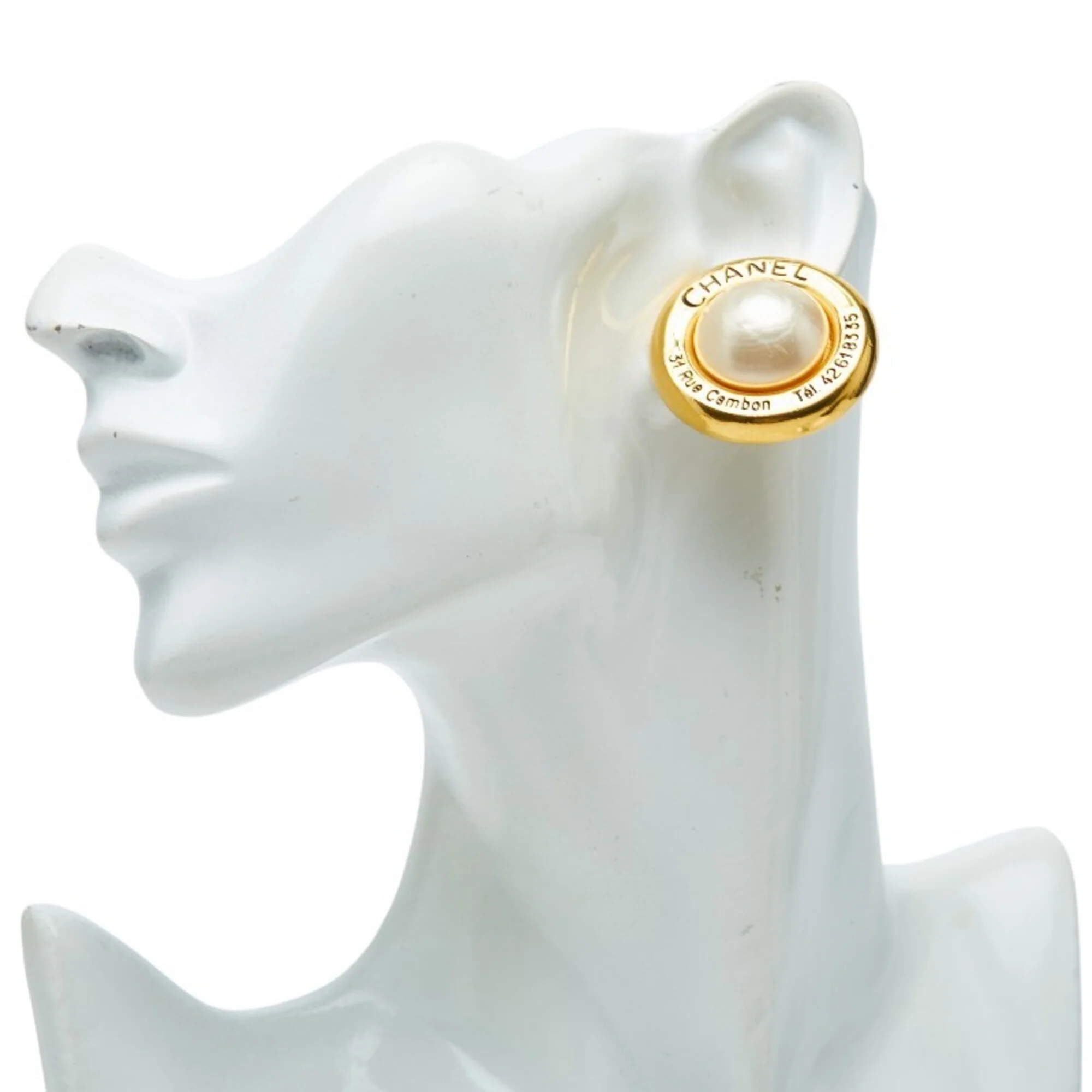 Earrings Pearl Gold-Tone Metal - Image 5