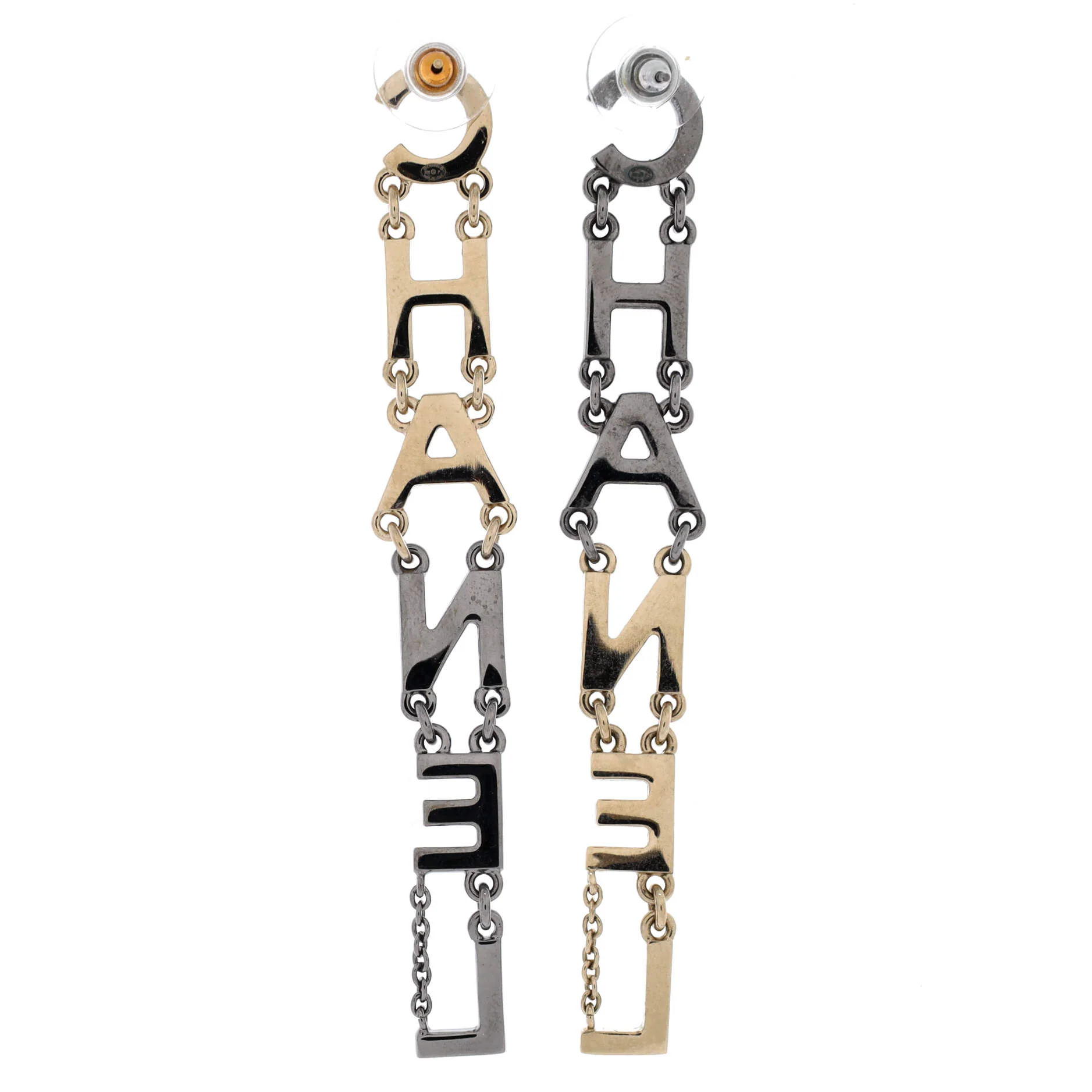 Logo Drop Earrings Metal with Crystals - Image 2