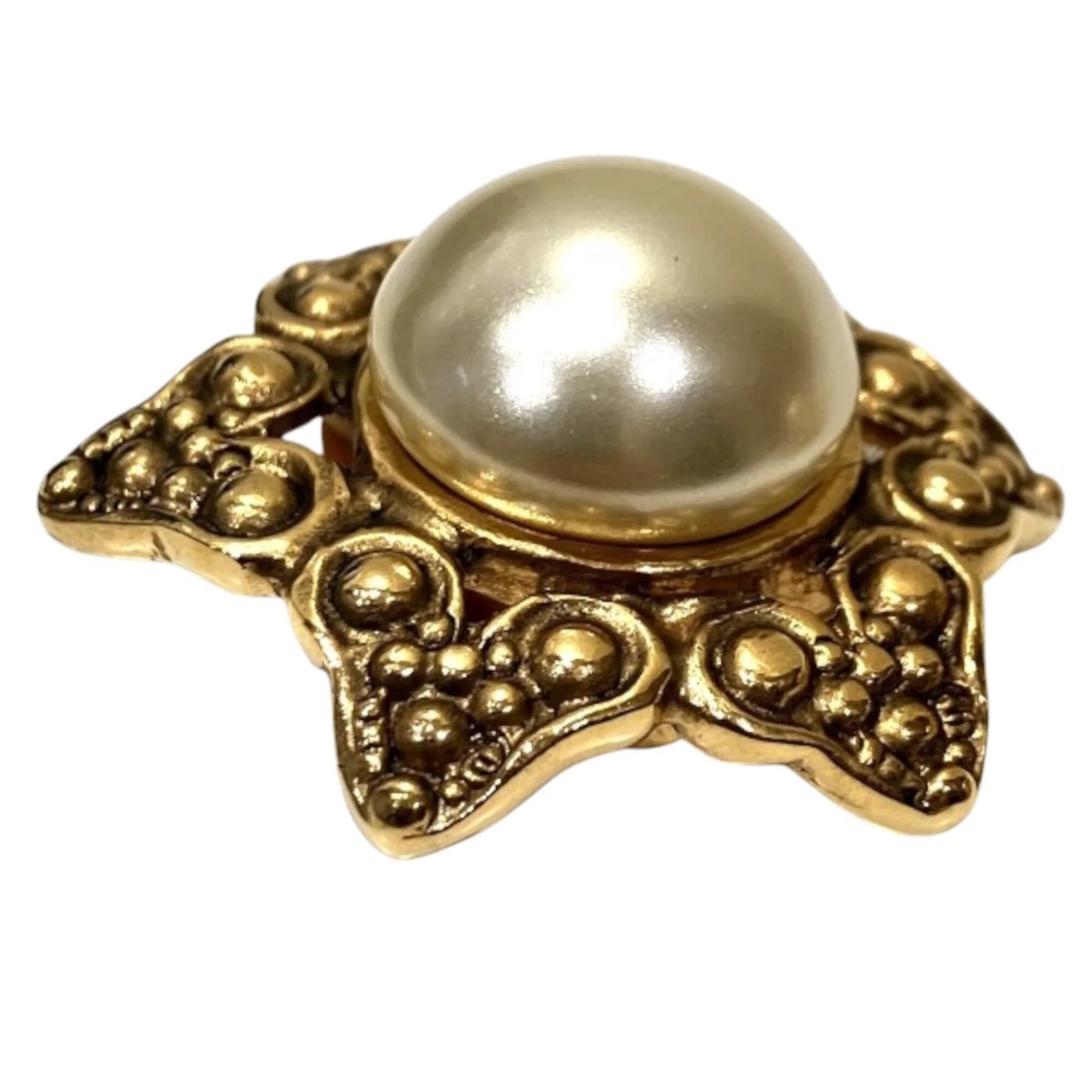 Pearl Clip-On Earrings Artificial Pearl and Gold - Image 2
