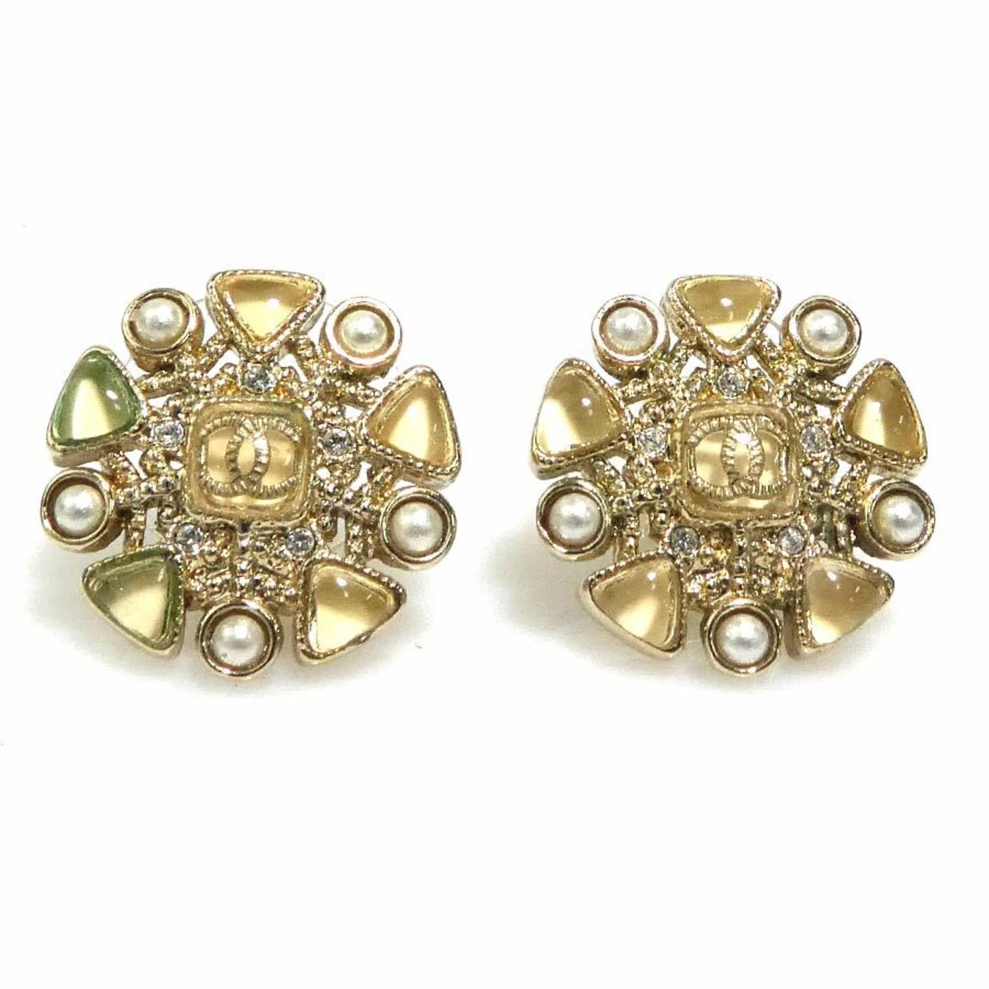 Pearl Earrings Artificial Pearl and Metal and Resin