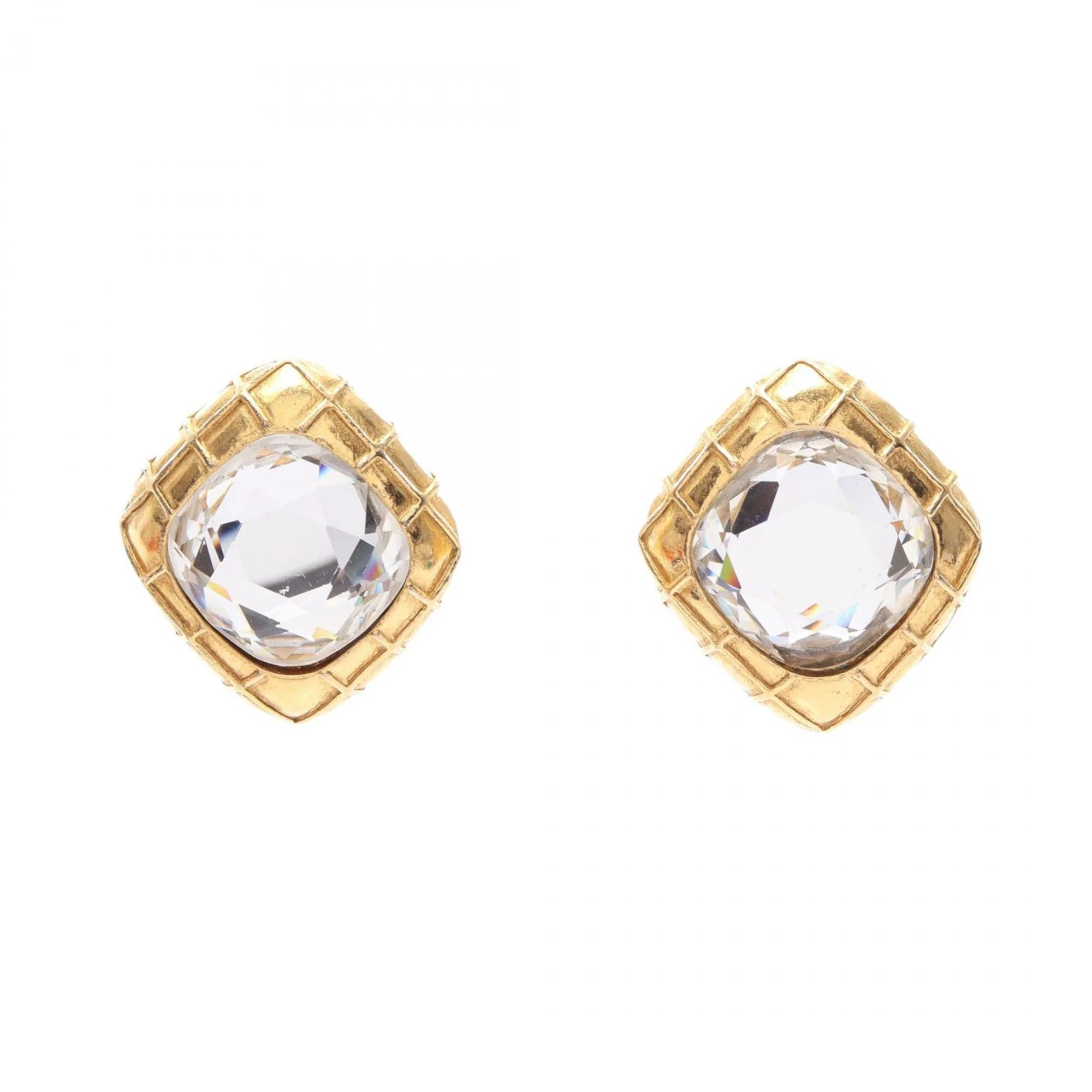 Rhinestone Clip-On Earrings Gold and Rhinestone