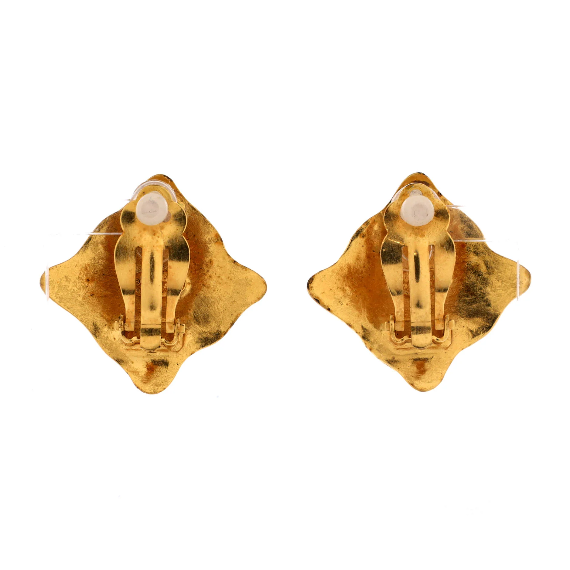 Vintage CC Diamond Clip-On Earrings Metal - Image 2