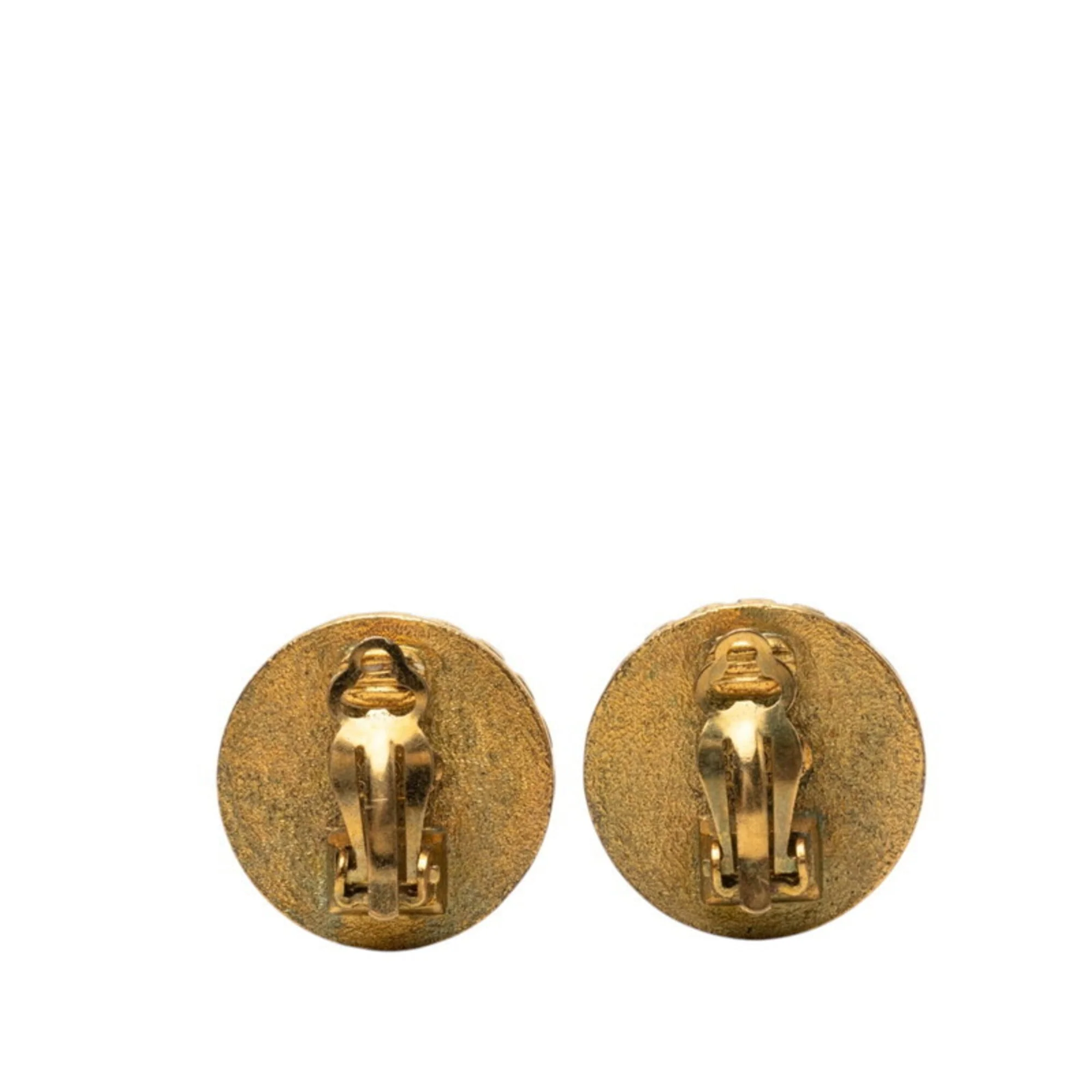 Vintage Clip-On Earrings Clip-On Gold-Tone Metal - Image 2