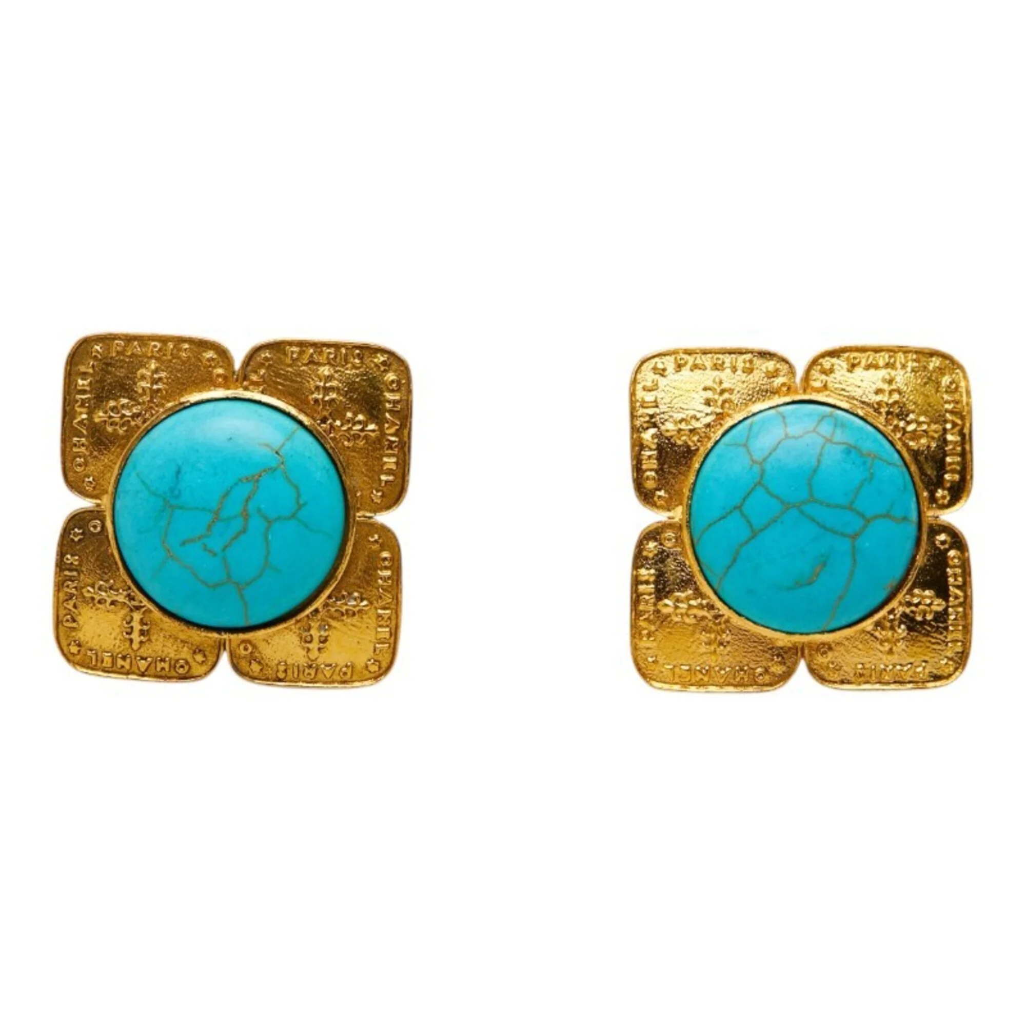 Vintage Clip-On Earrings Clip-On Gold-Tone Metal - Image 2