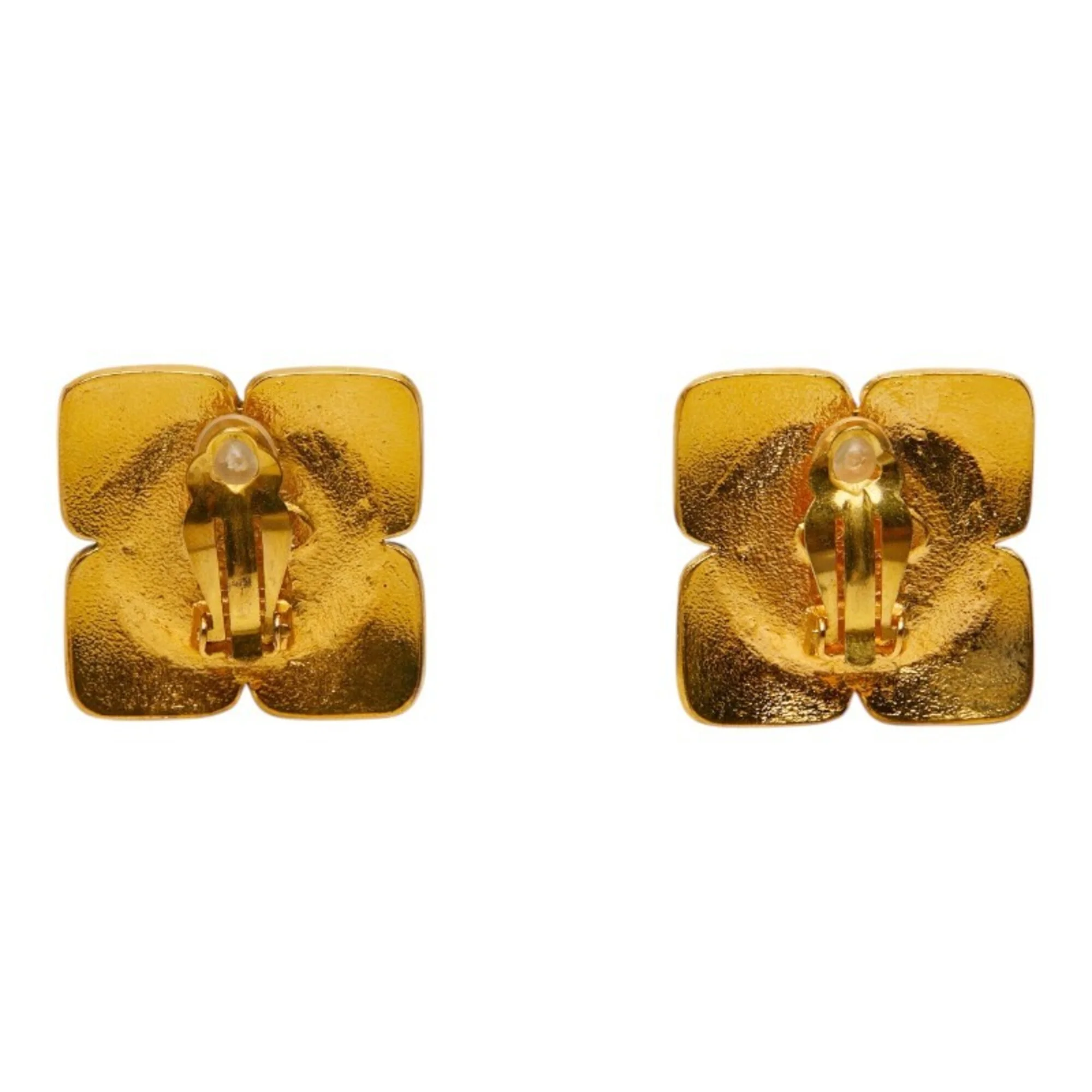 Vintage Clip-On Earrings Clip-On Gold-Tone Metal - Image 3