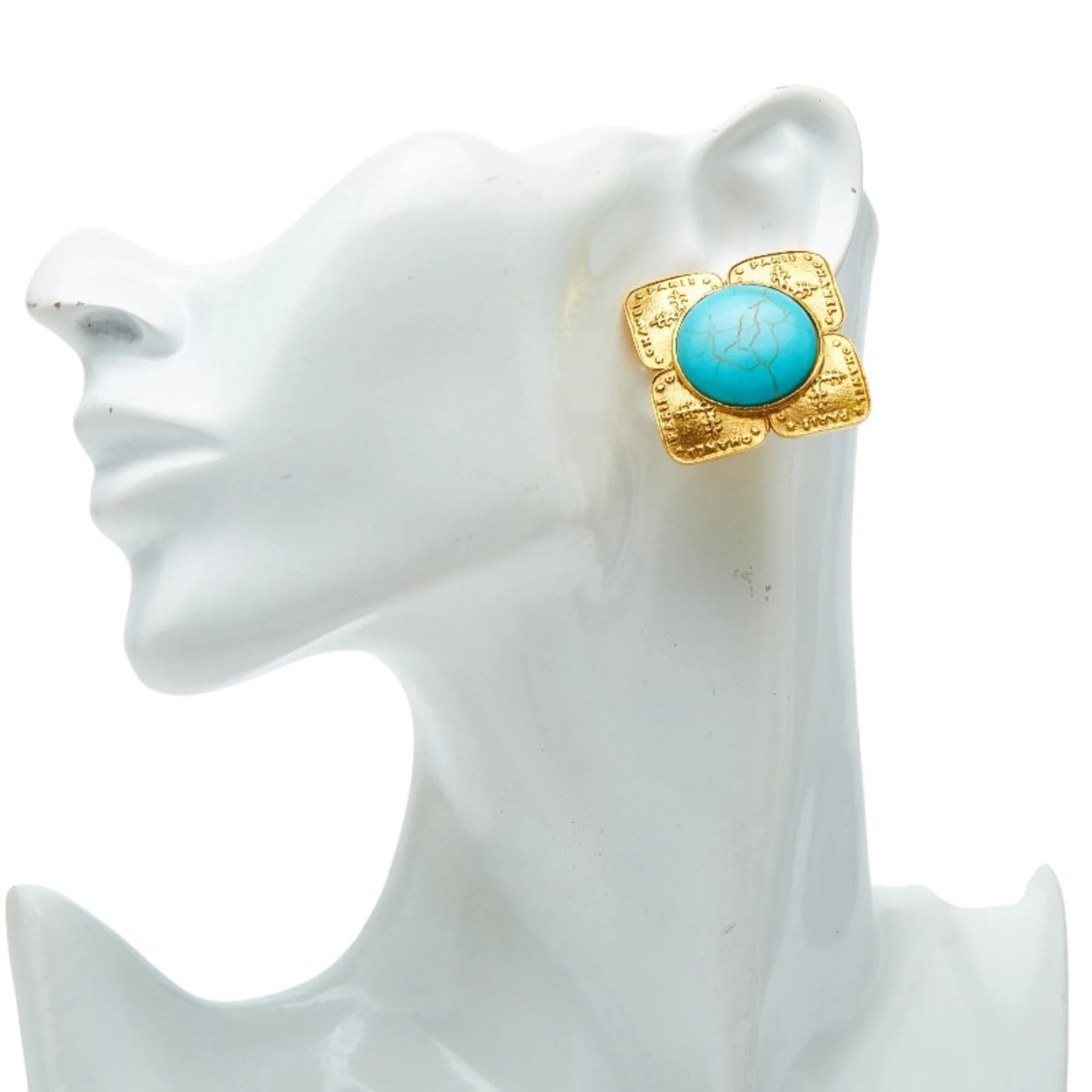 Vintage Clip-On Earrings Clip-On Gold-Tone Metal - Image 5