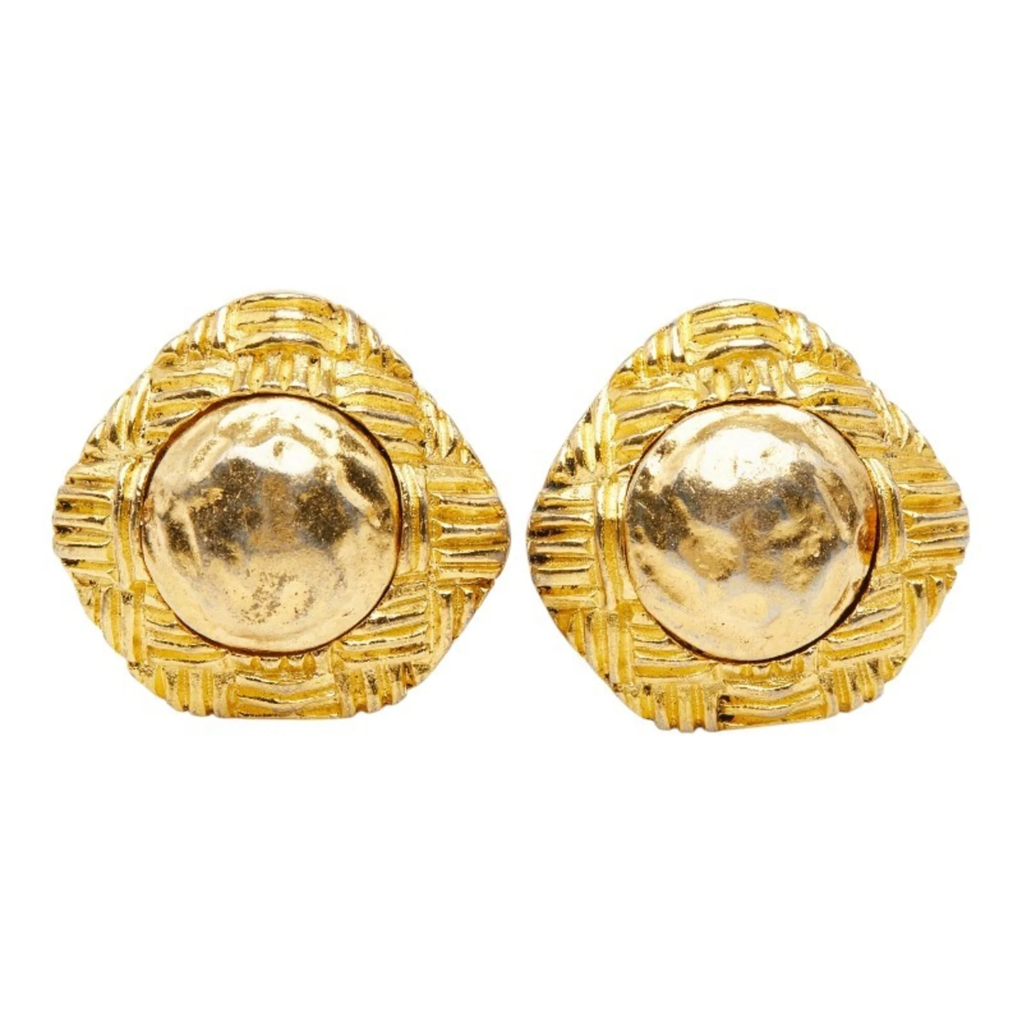 Vintage Clip-On Earrings Clip-On Gold-Tone Metal - Image 2