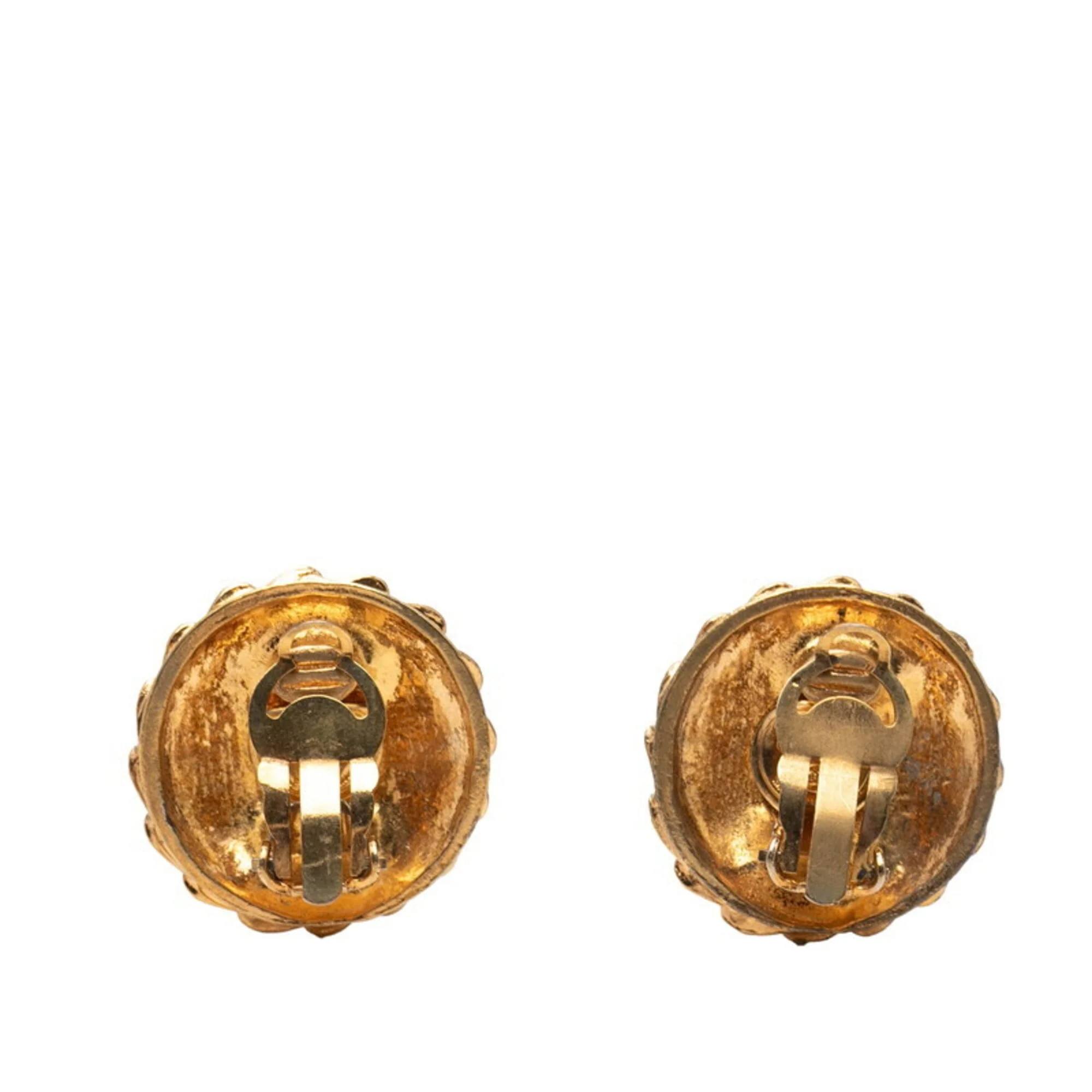Vintage Clip-On Earrings Clip-On Gold-Tone Metal - Image 2