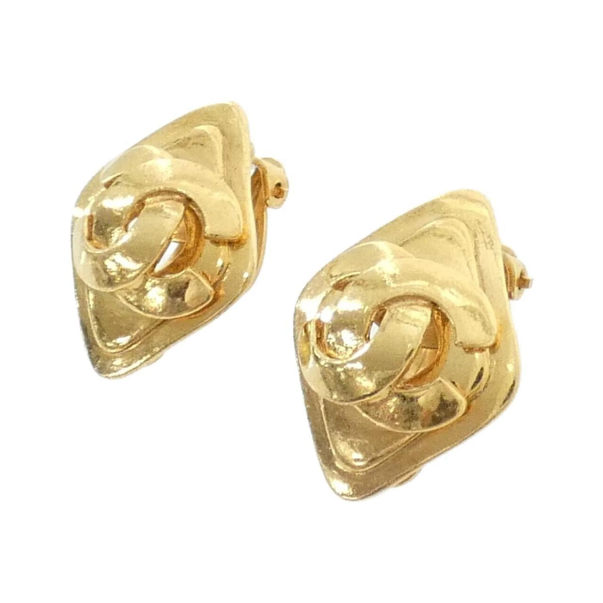 Vintage Clip-On Earrings Clip-On Gold-Tone Metal - Image 2